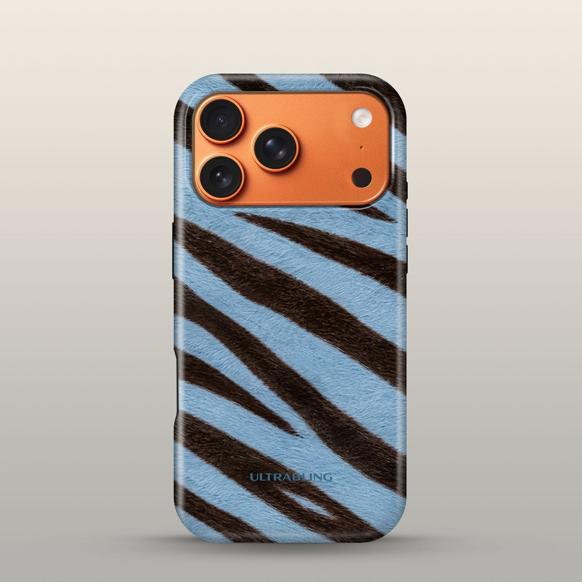 Denim Zebra Eclipse Case on iPhone 17 Pro Cosmic Orange