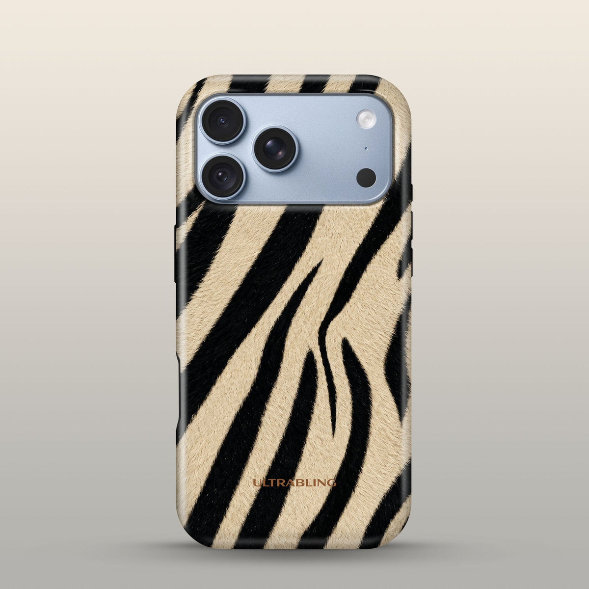Dune Zebra Eclipse Case on iPhone 18 Pro Glacier