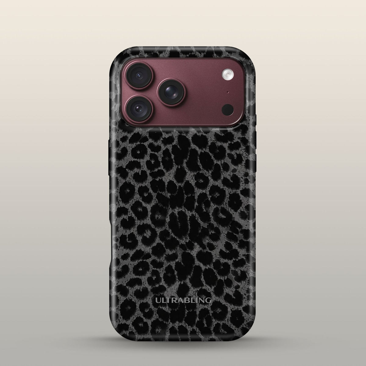 Jet Leopard Eclipse Case on iPhone 18 Pro Burgundy