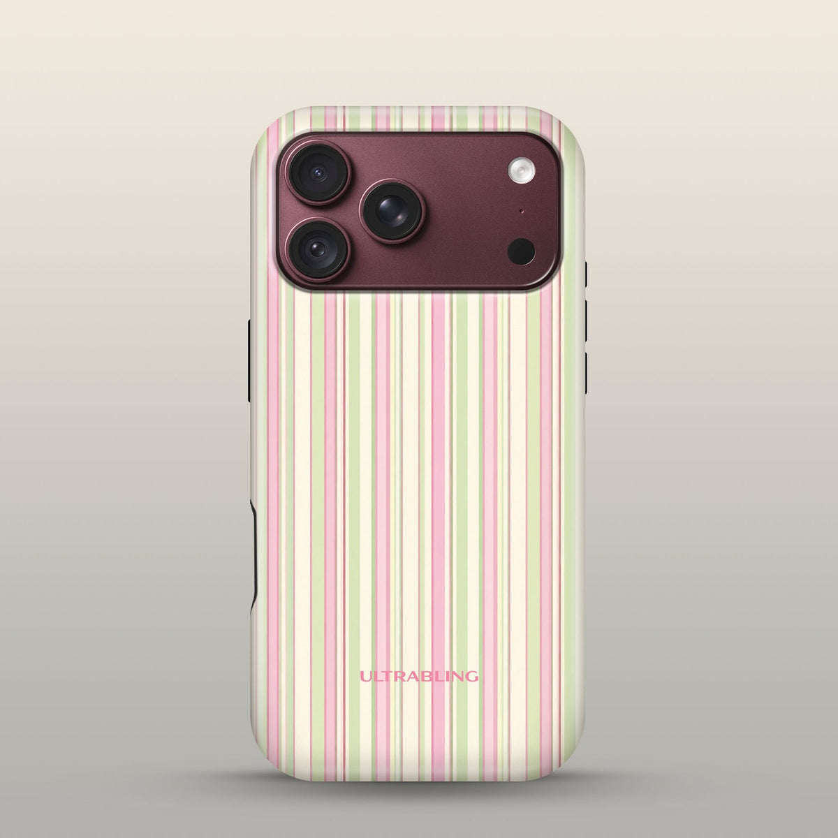 Macaron Stripe Eclipse Case on iPhone 18 Pro Burgundy