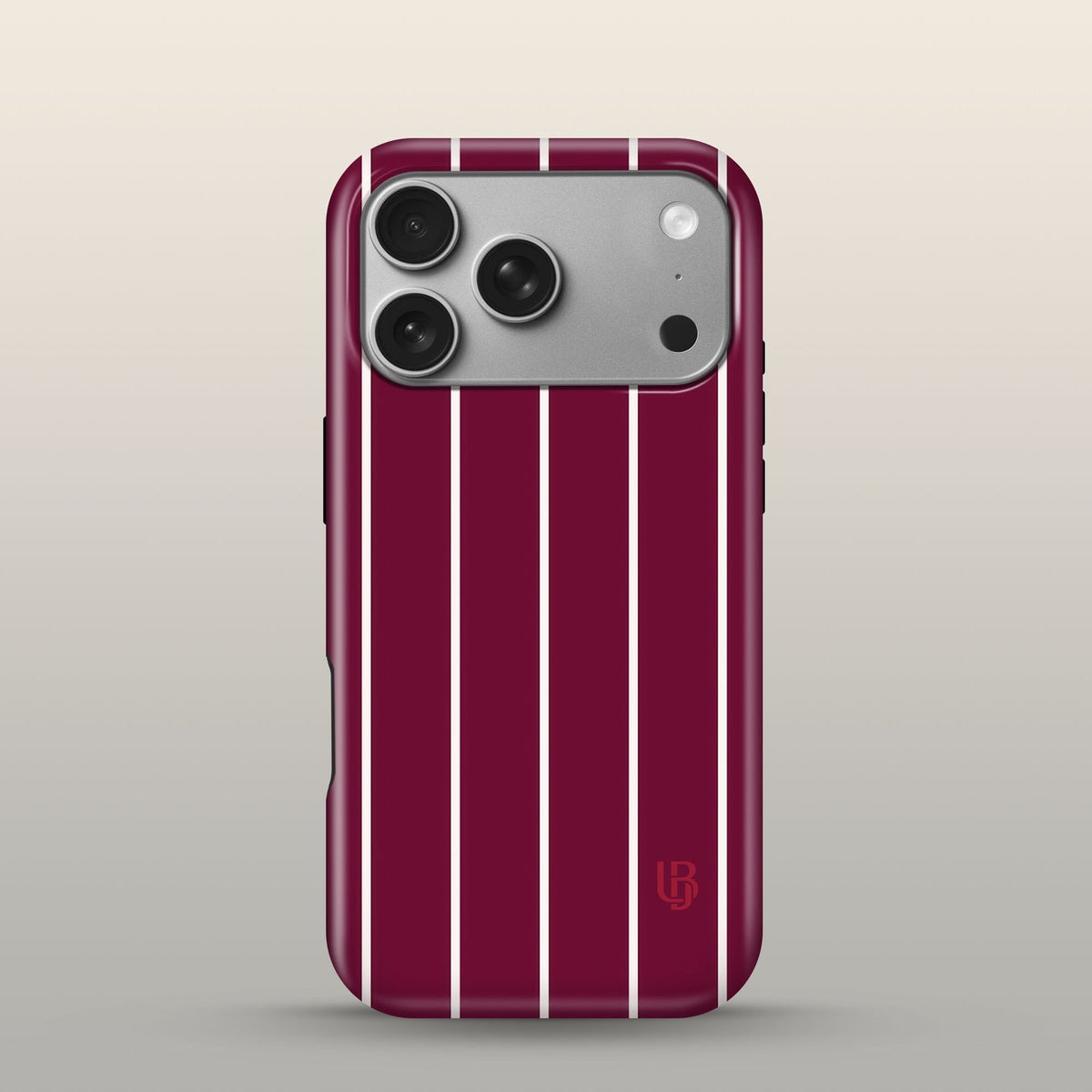 Maroon Pinstripe Eclipse Case on iPhone 17 Pro Silver
