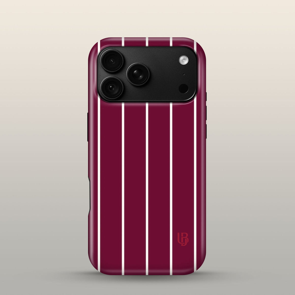 Maroon Pinstripe Eclipse Case on iPhone 18 Pro Black