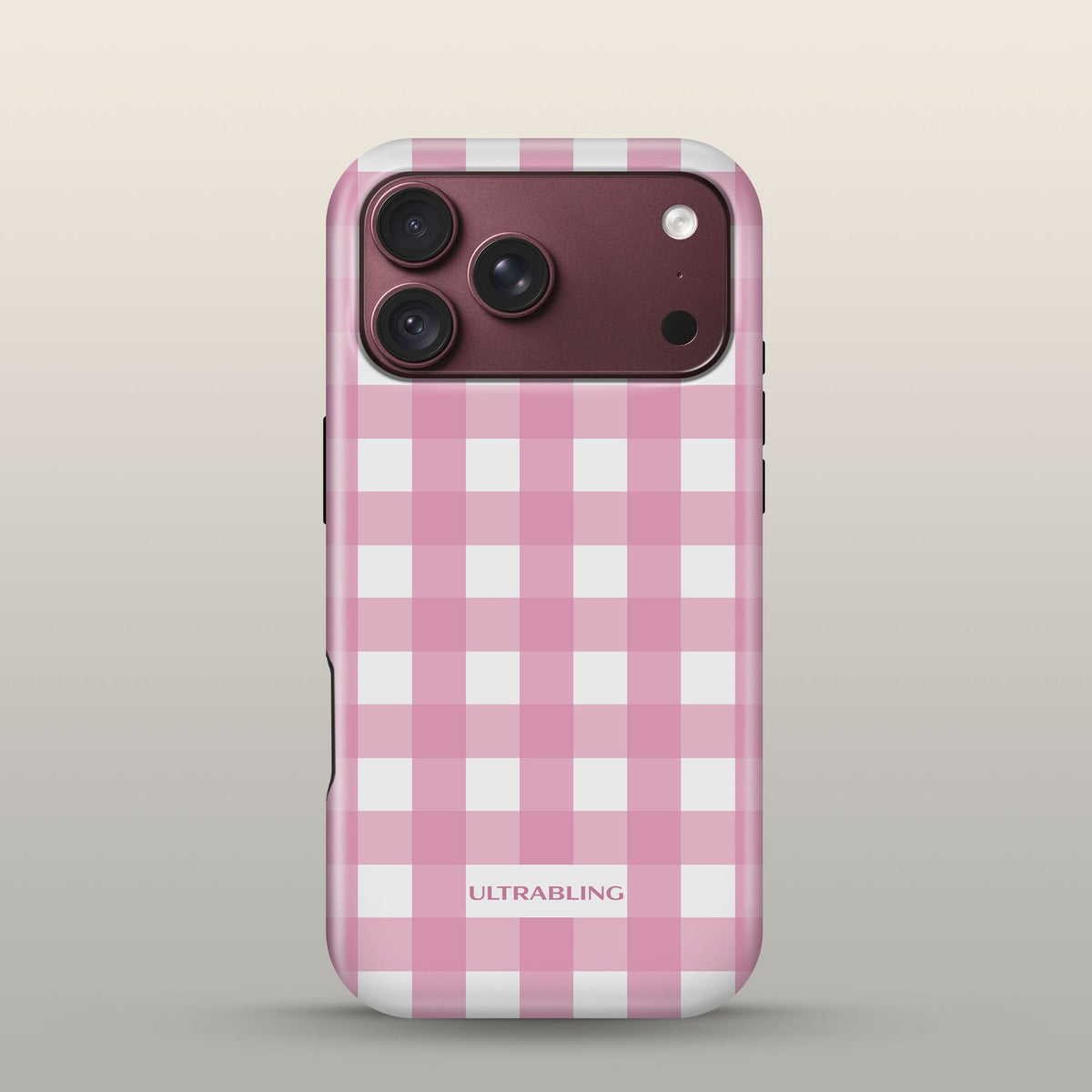Strawberry Check Eclipse Case on iPhone 18 Pro Burgundy