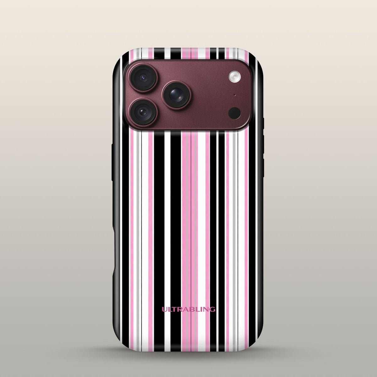 Taffy Stripe Eclipse Case on iPhone 18 Pro Burgundy