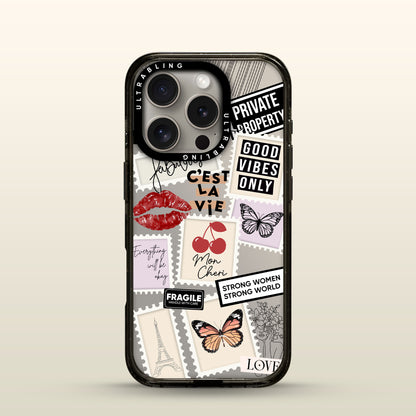Paris Notes Ultrabling Aura iPhone case front view with MagSafe