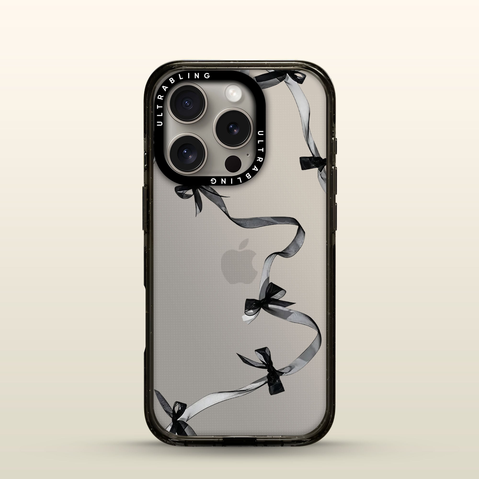 Noir Bow Ultrabling Aura iPhone case front view with MagSafe