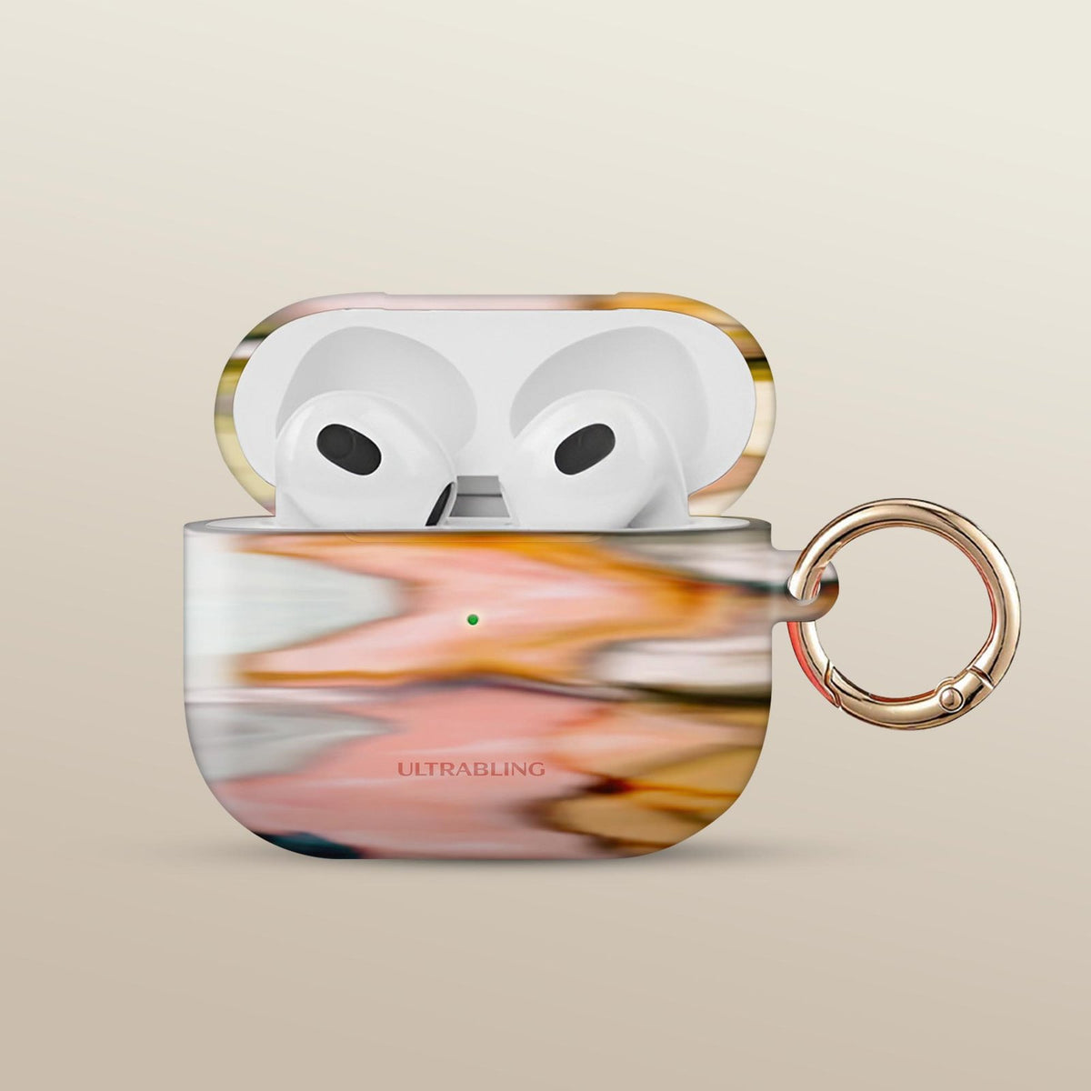 Peach Ripple Ultrabling AirPods case front view
