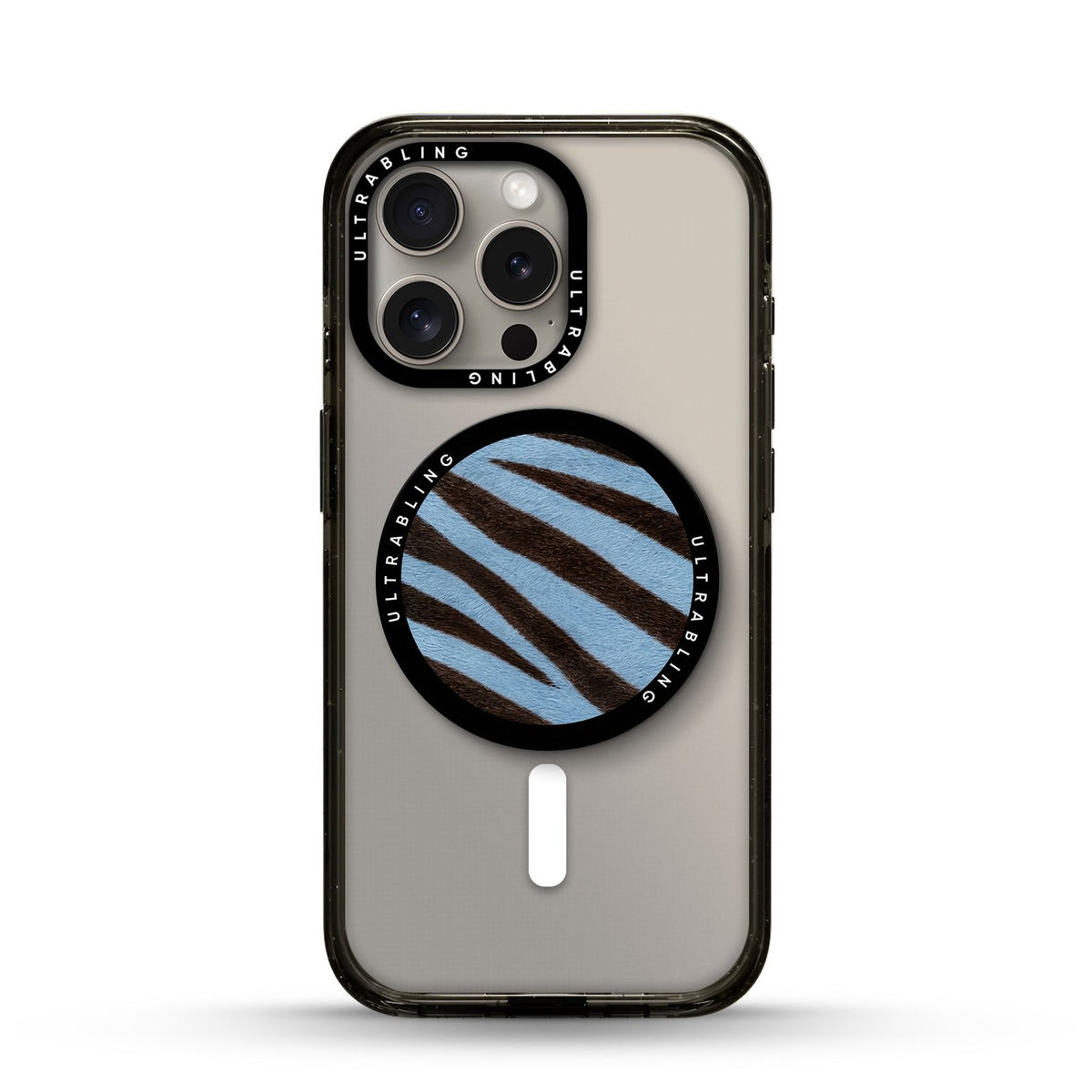 Denim Zebra Ultrabling MagSafe Phone Grip - Front View