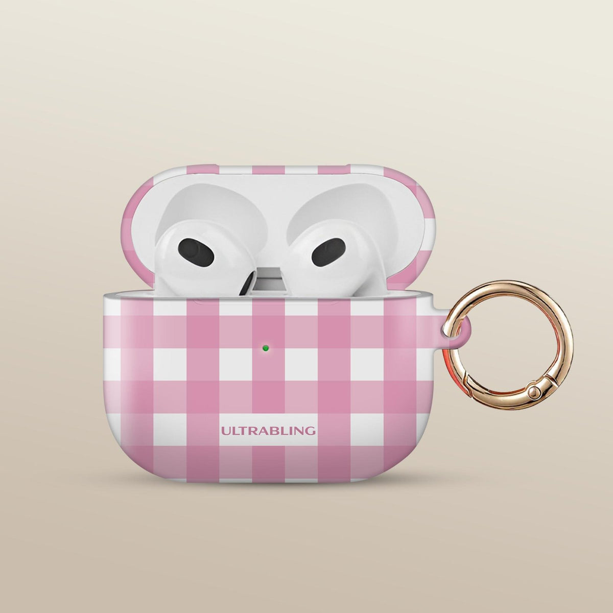 Strawberry Check Ultrabling AirPods case front view