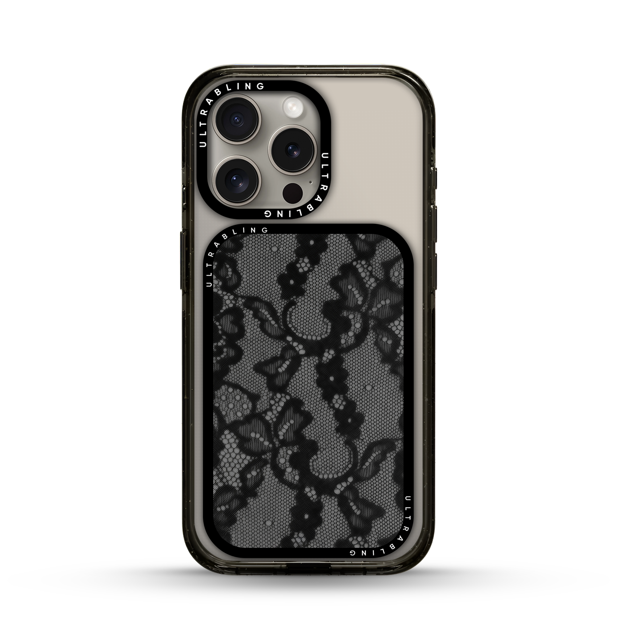 Noir Lace MagSafe Wallet - Flat Lay