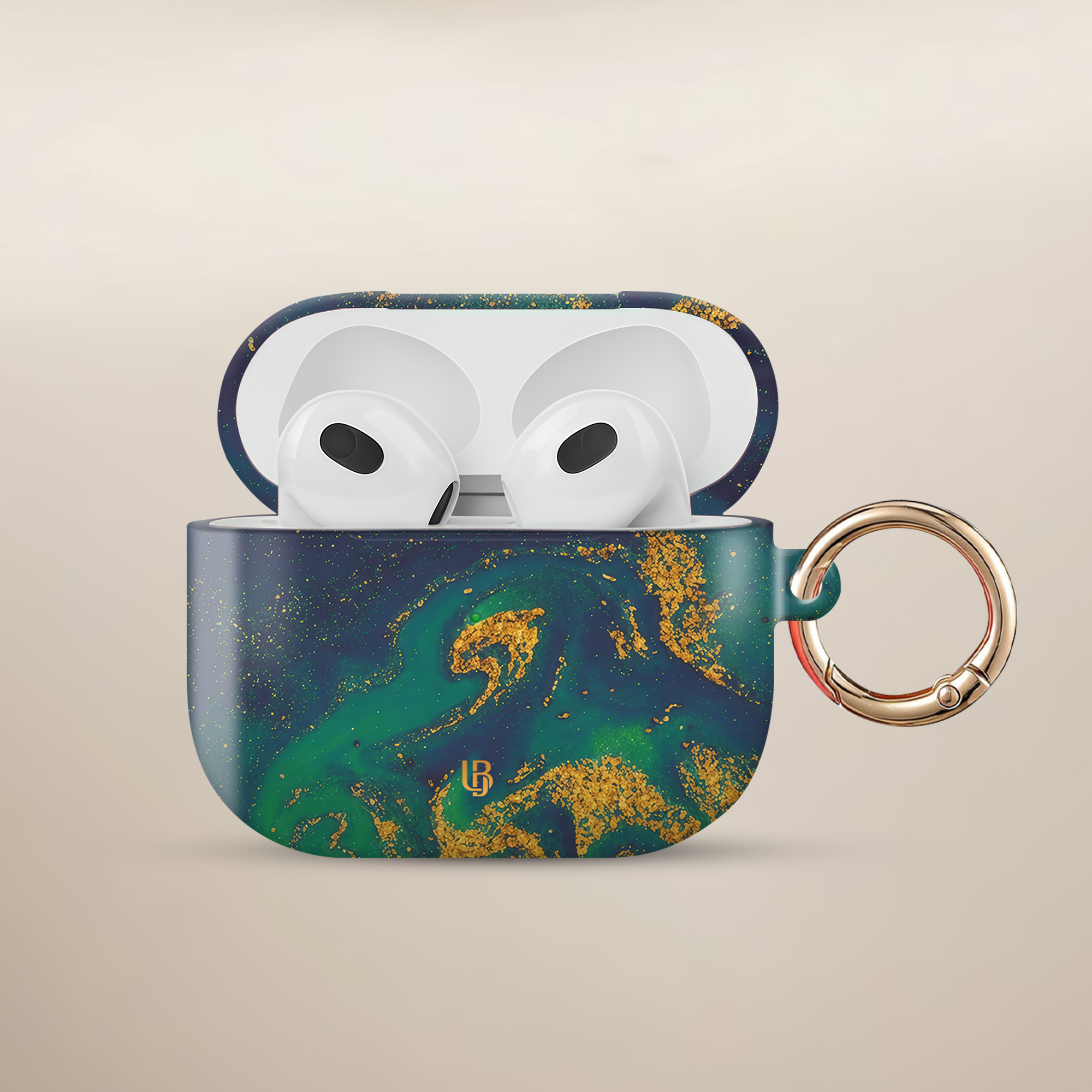 Emerald Nebula Ultrabling AirPods case front view