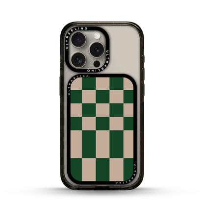 Emerald Grid MagSafe Wallet - Flat Lay