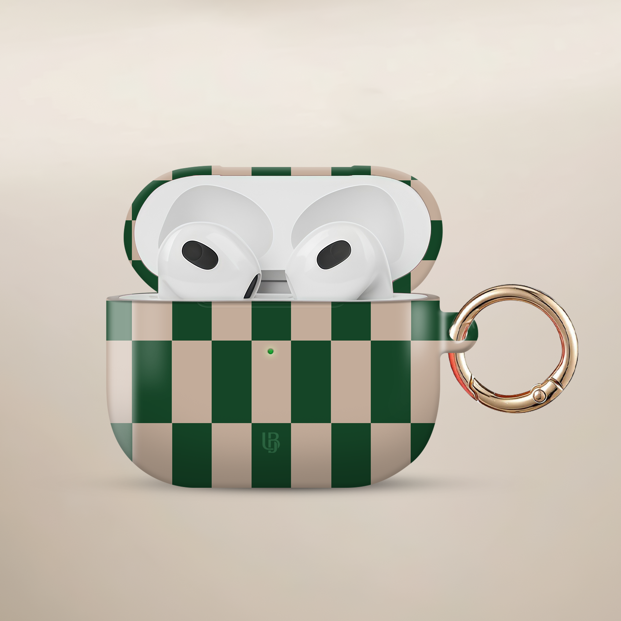Emerald Grid Ultrabling AirPods case front view