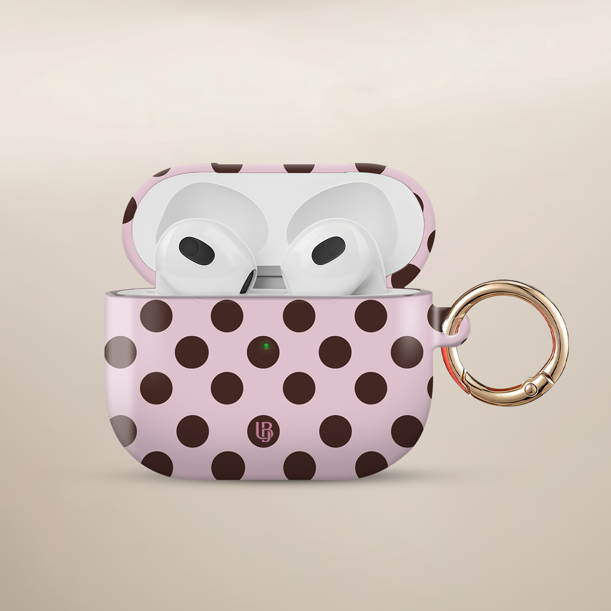 Mocha Polka Ultrabling AirPods case front view