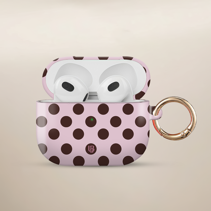 Mocha Polka Ultrabling AirPods case front view