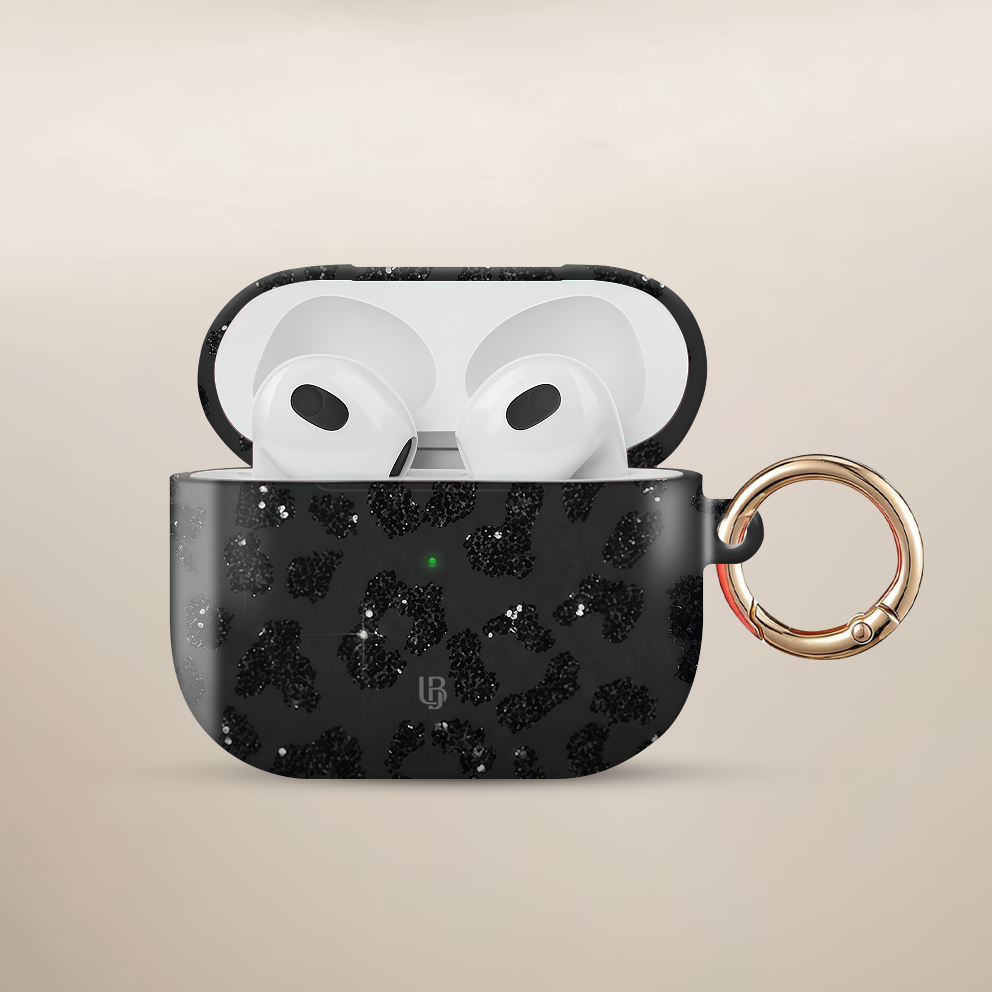 Black Stardust Ultrabling AirPods case front view