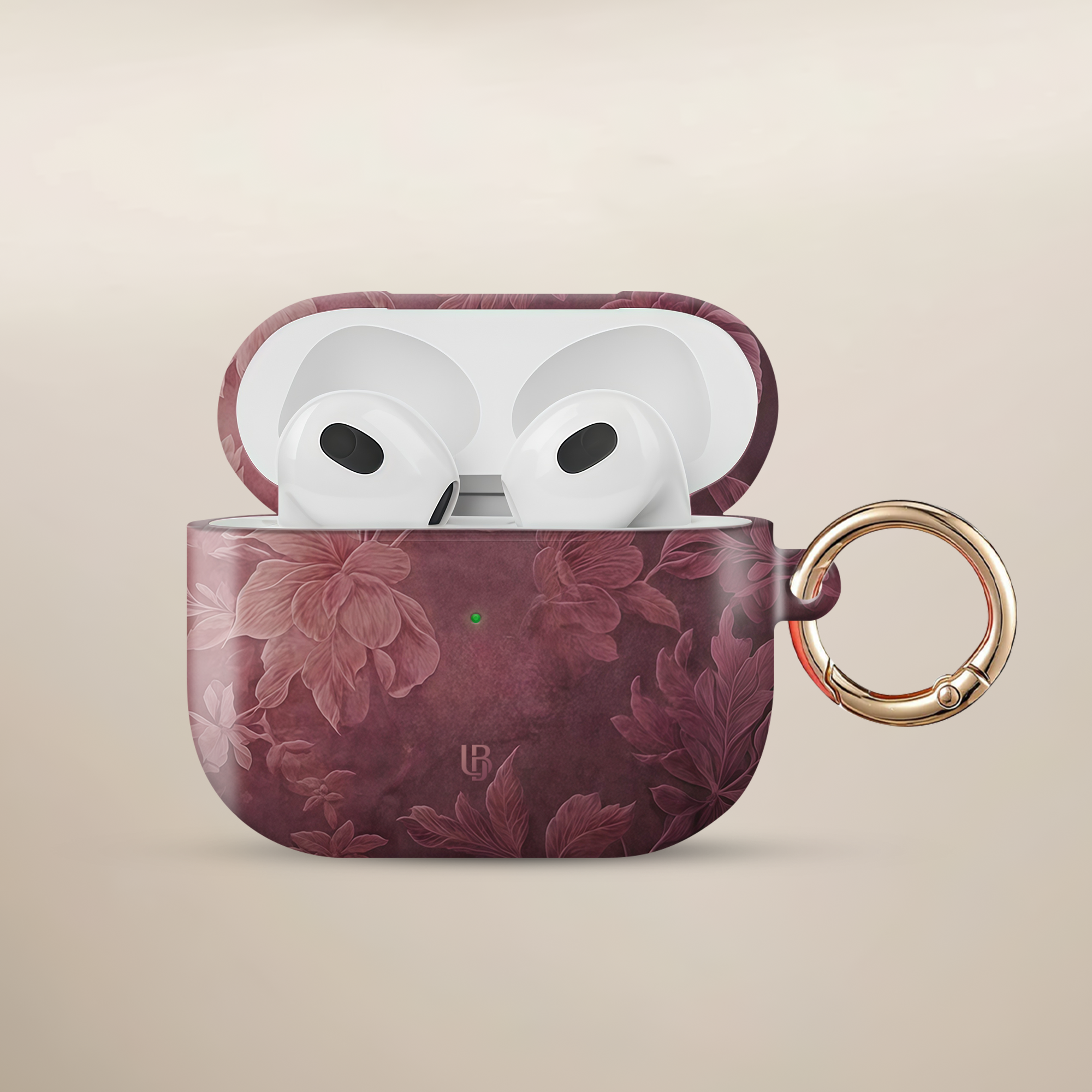Burgundy Bloom Ultrabling AirPods case front view