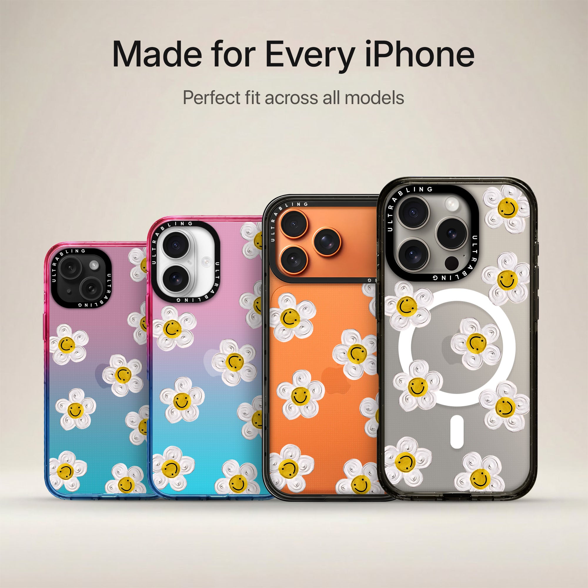 Daisy Drop Ultrabling Aura iPhone case non MagSafe soft ombre view