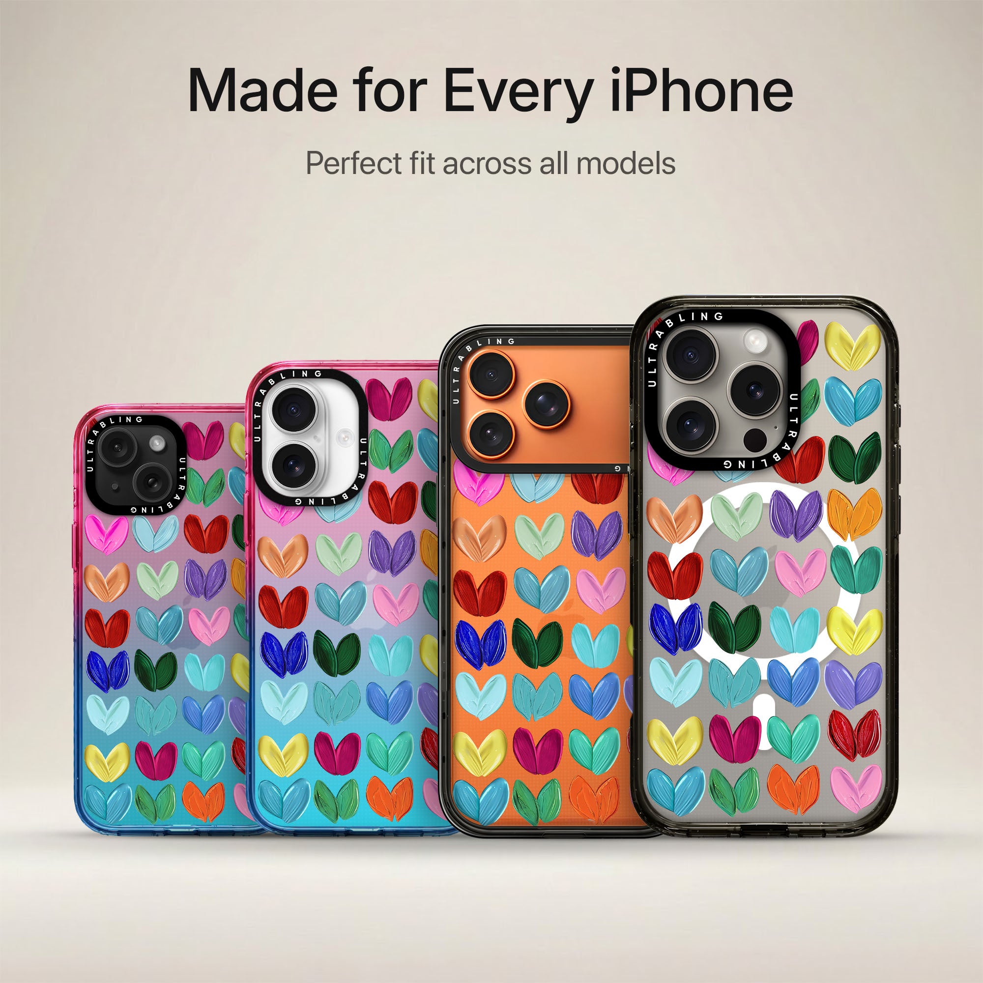 Candy Hearts Ultrabling Aura iPhone case non MagSafe soft ombre view