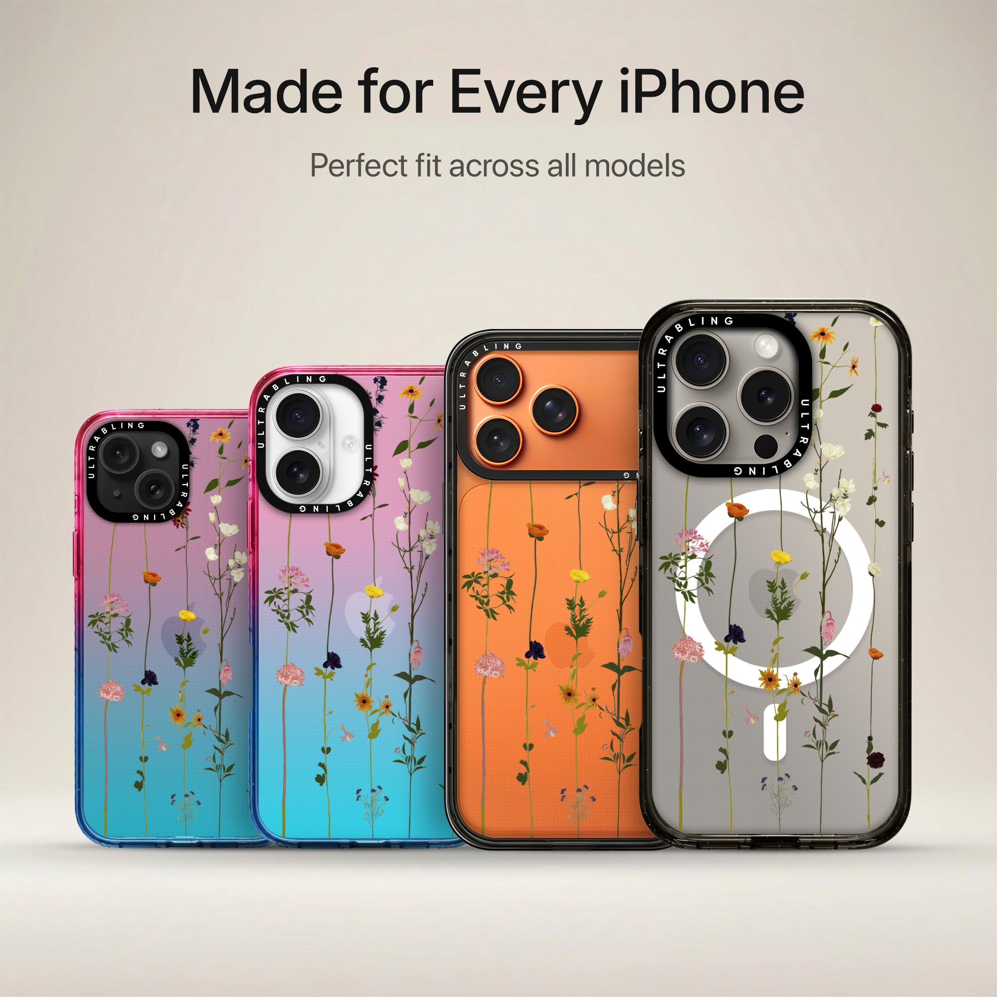 Wildflower Ultrabling Aura iPhone case non MagSafe soft ombre view