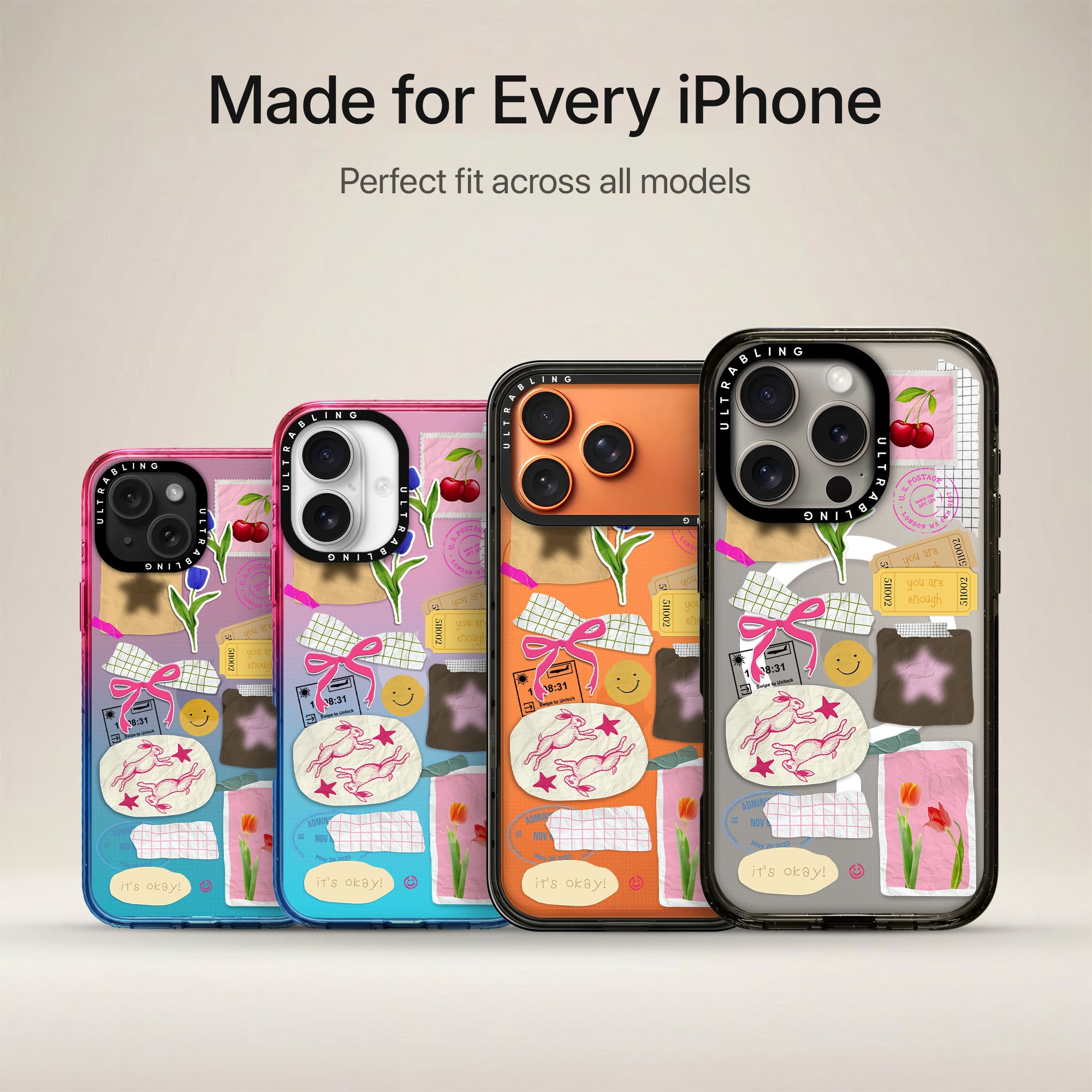 Charm Notes Ultrabling Aura iPhone case non MagSafe soft ombre view