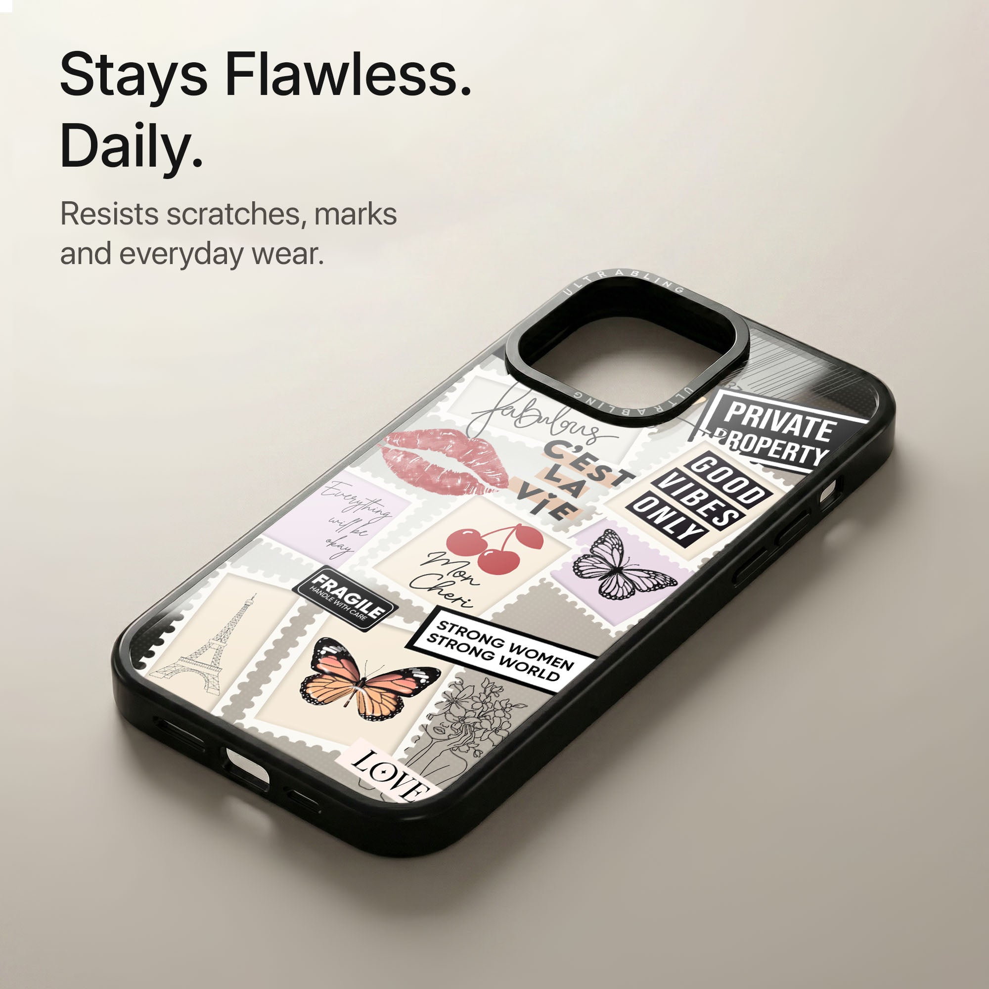 Paris Notes Ultrabling Aura iPhone case soft ombre back view