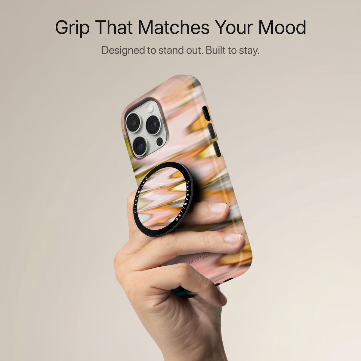 Peach Ripple - MagSafe Phone Grip by Ultrabling, Phone Grip, design detail