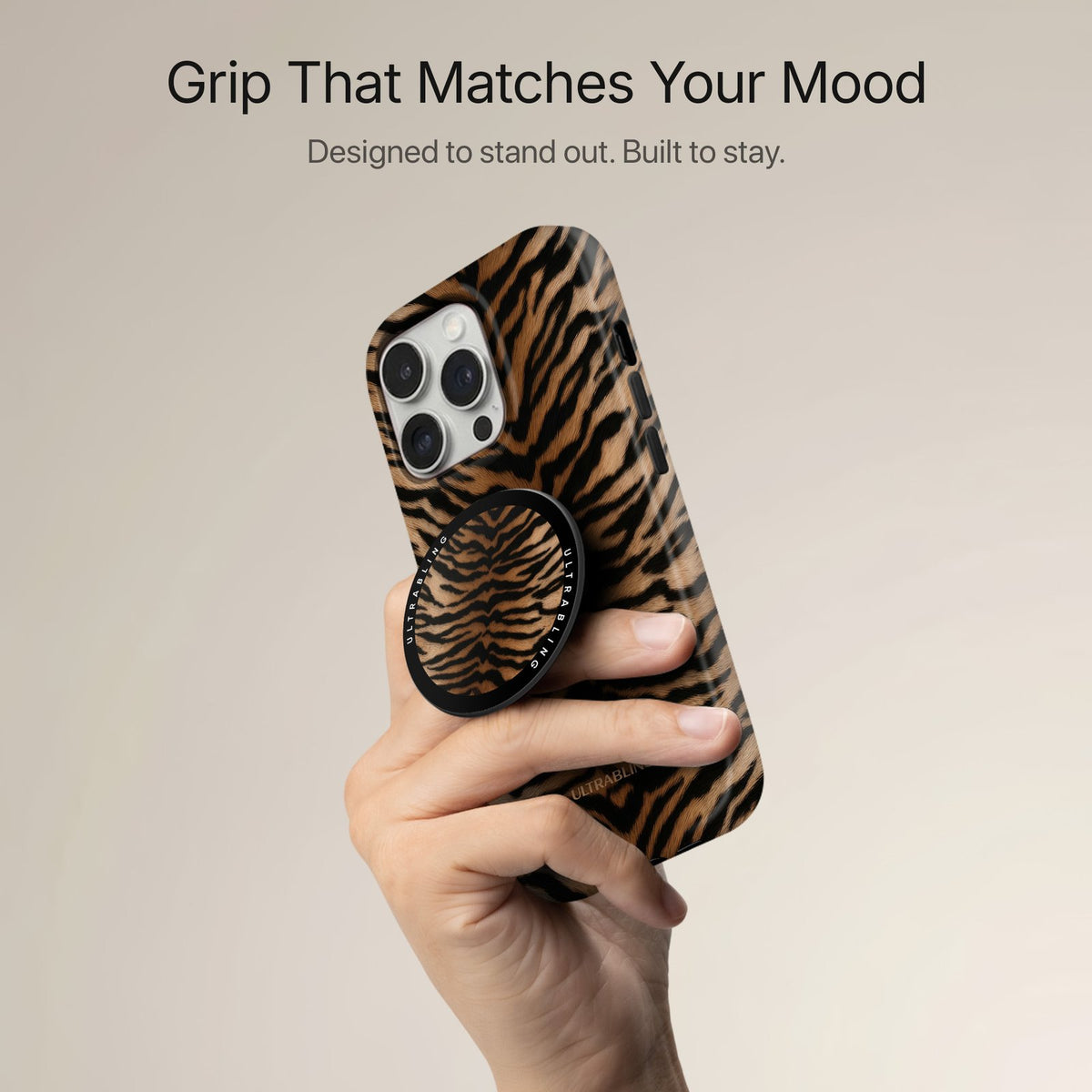 Tiger Sand - MagSafe Phone Grip by Ultrabling, Phone Grip, design detail