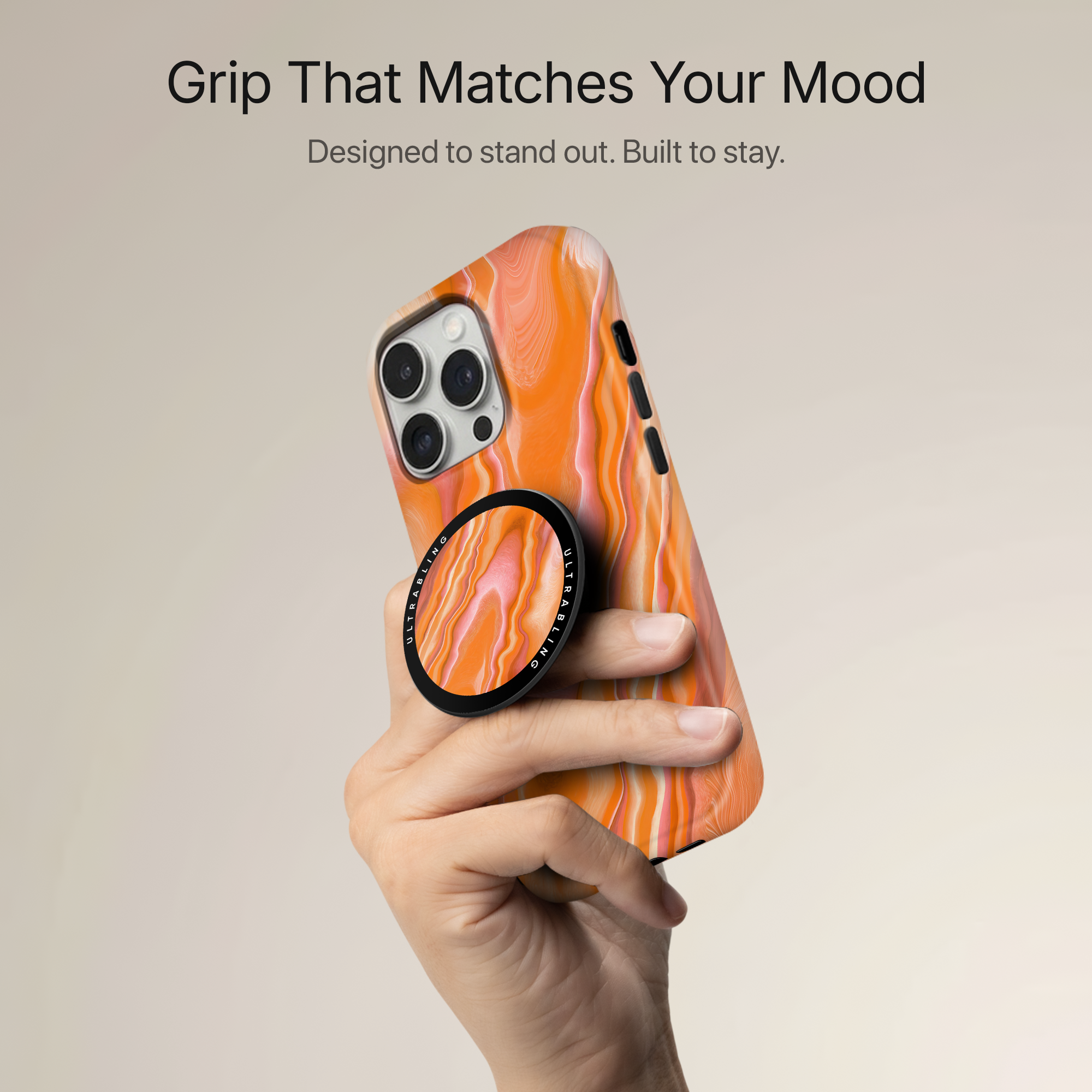 Sunset Agate Ultrabling MagSafe Phone Grip - Back View