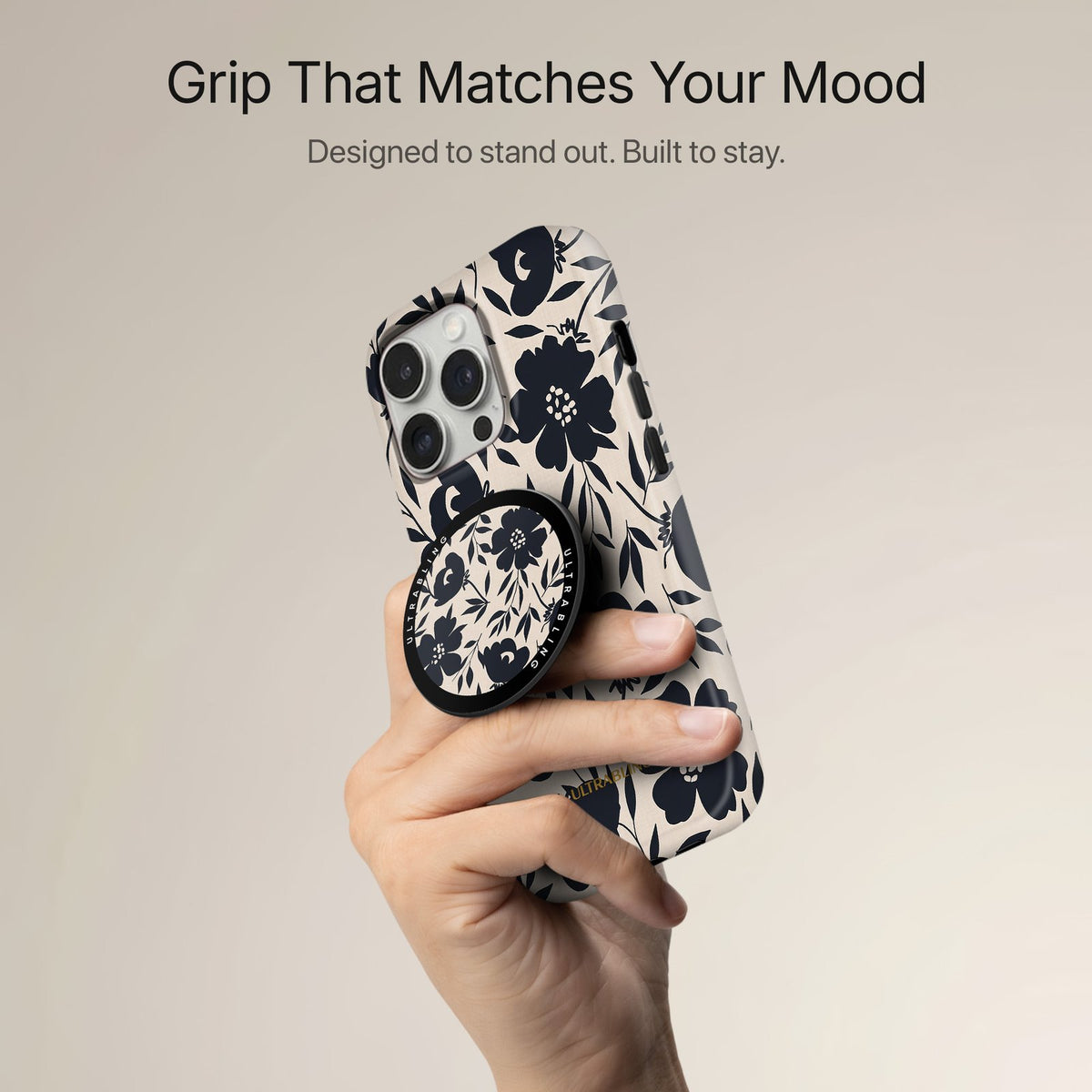 Navy Bloom - MagSafe Phone Grip