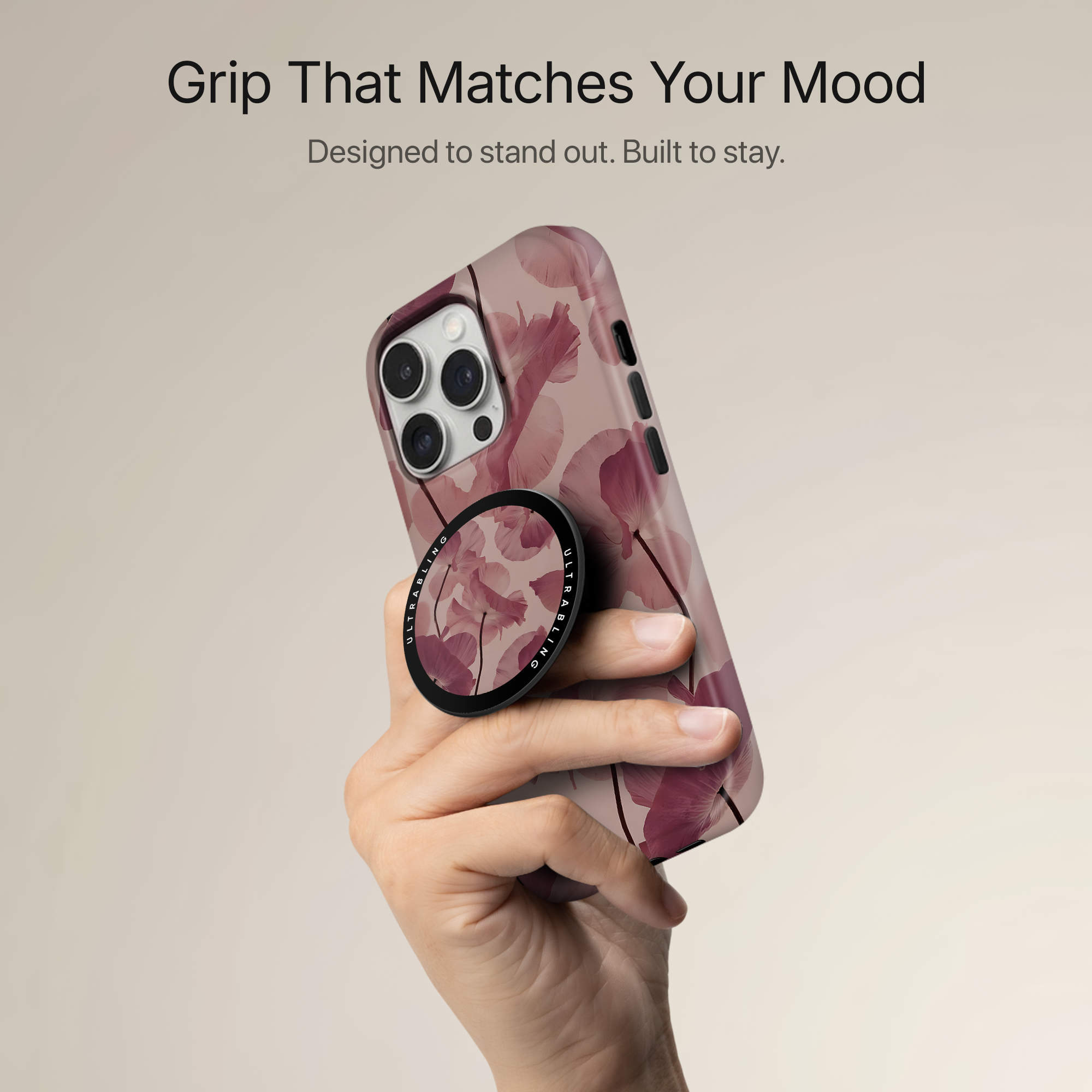 Dusty Petals Ultrabling MagSafe Phone Grip - Back View