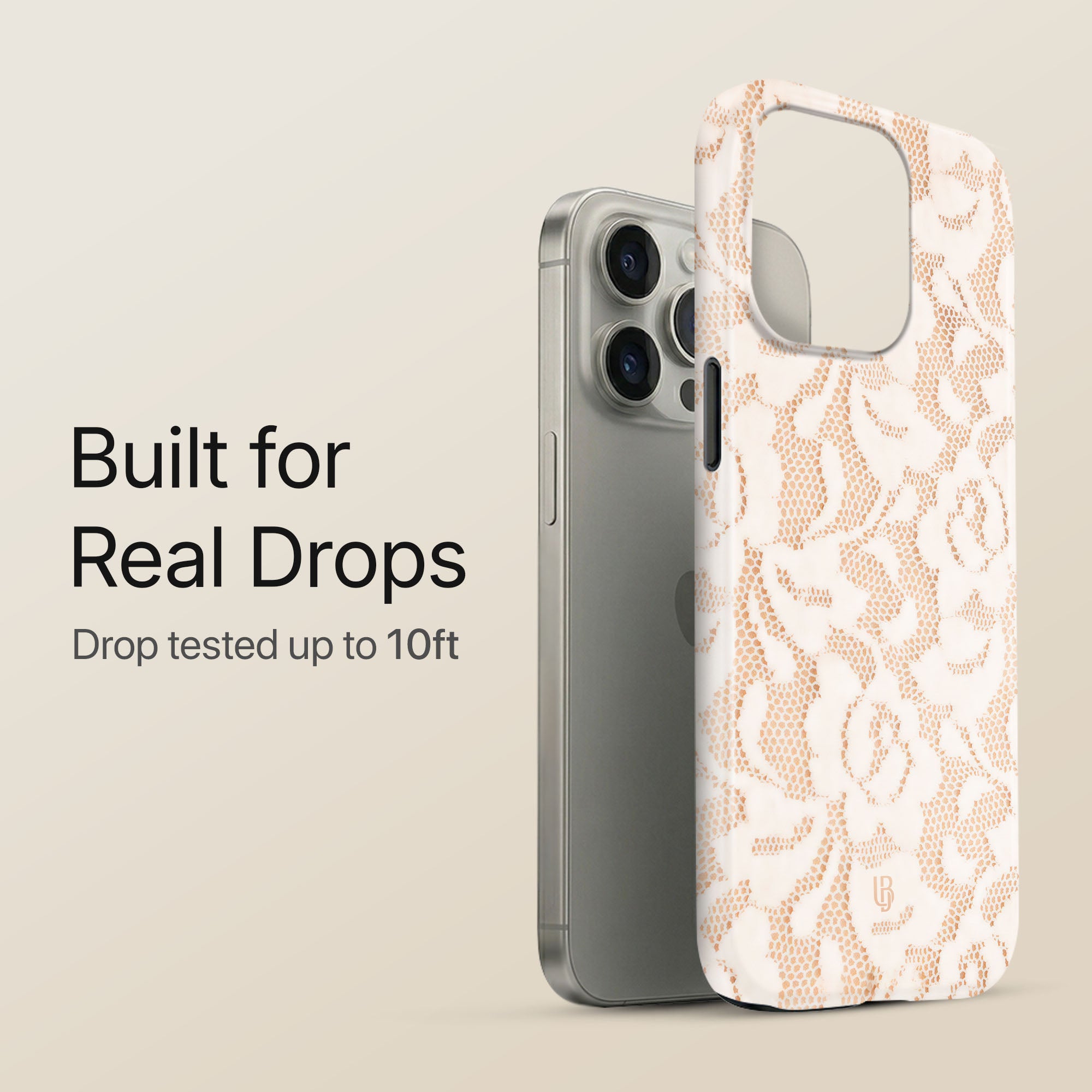 Ivory Lace Ultrabling eclipse case angled front view
