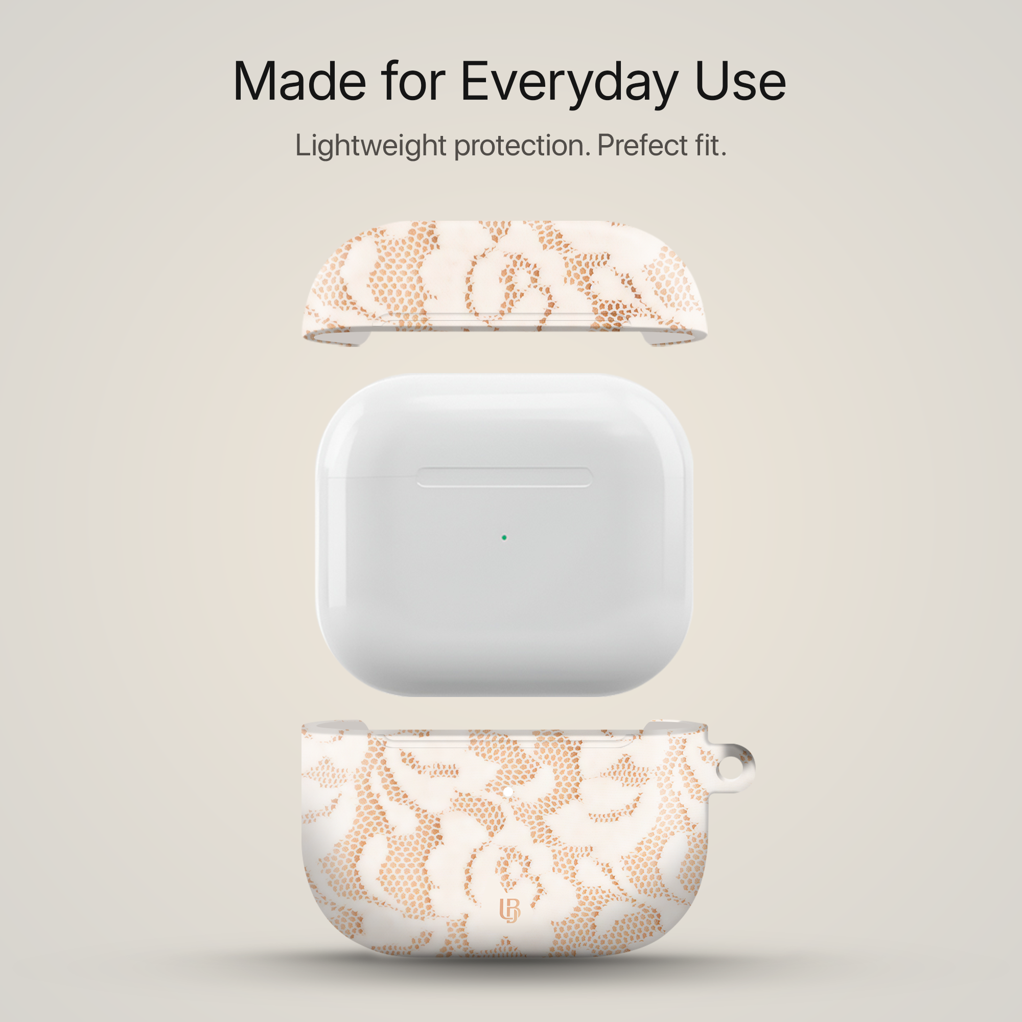 Ivory Lace Ultrabling AirPods case side view