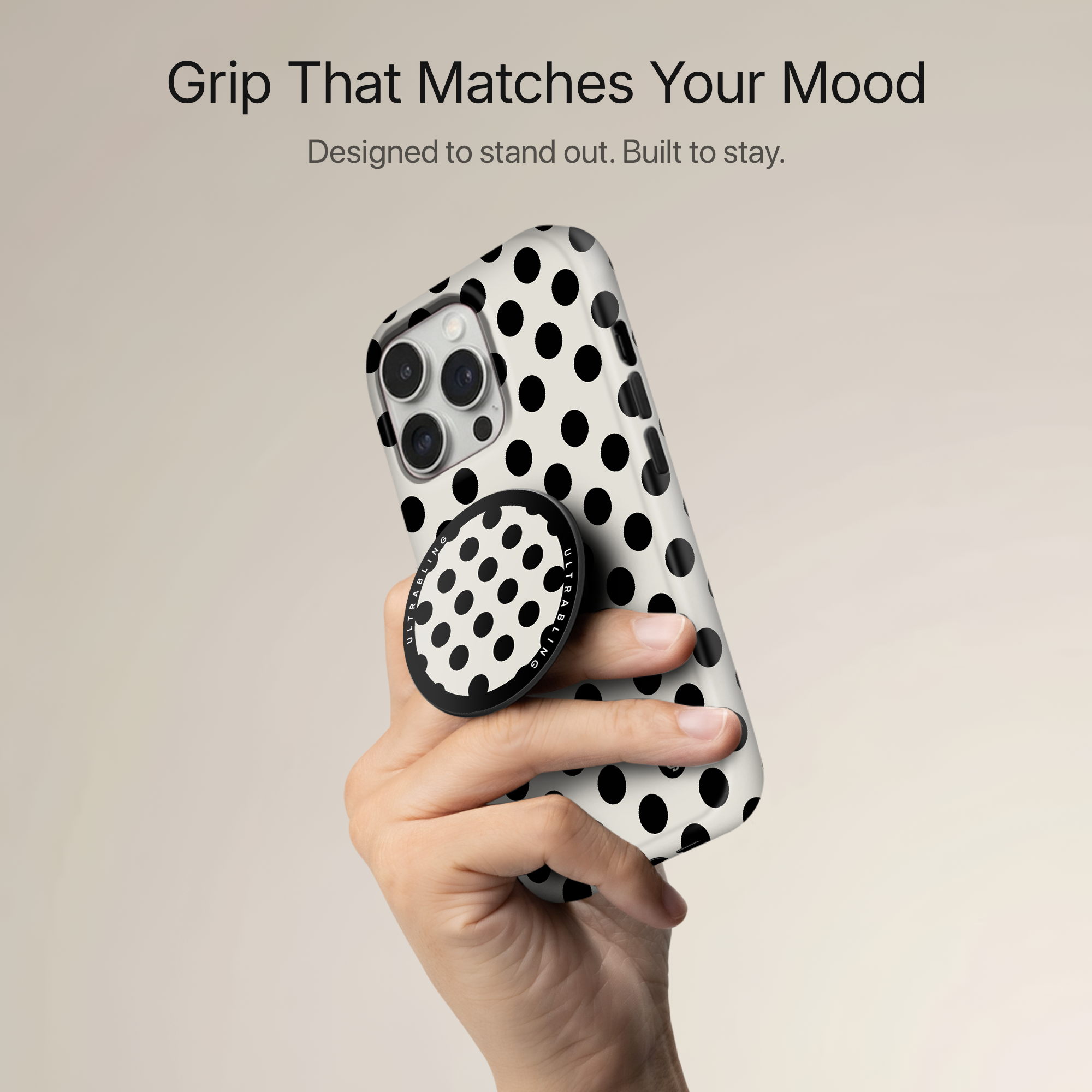 Midnight Polka Ultrabling MagSafe Phone Grip - Back View