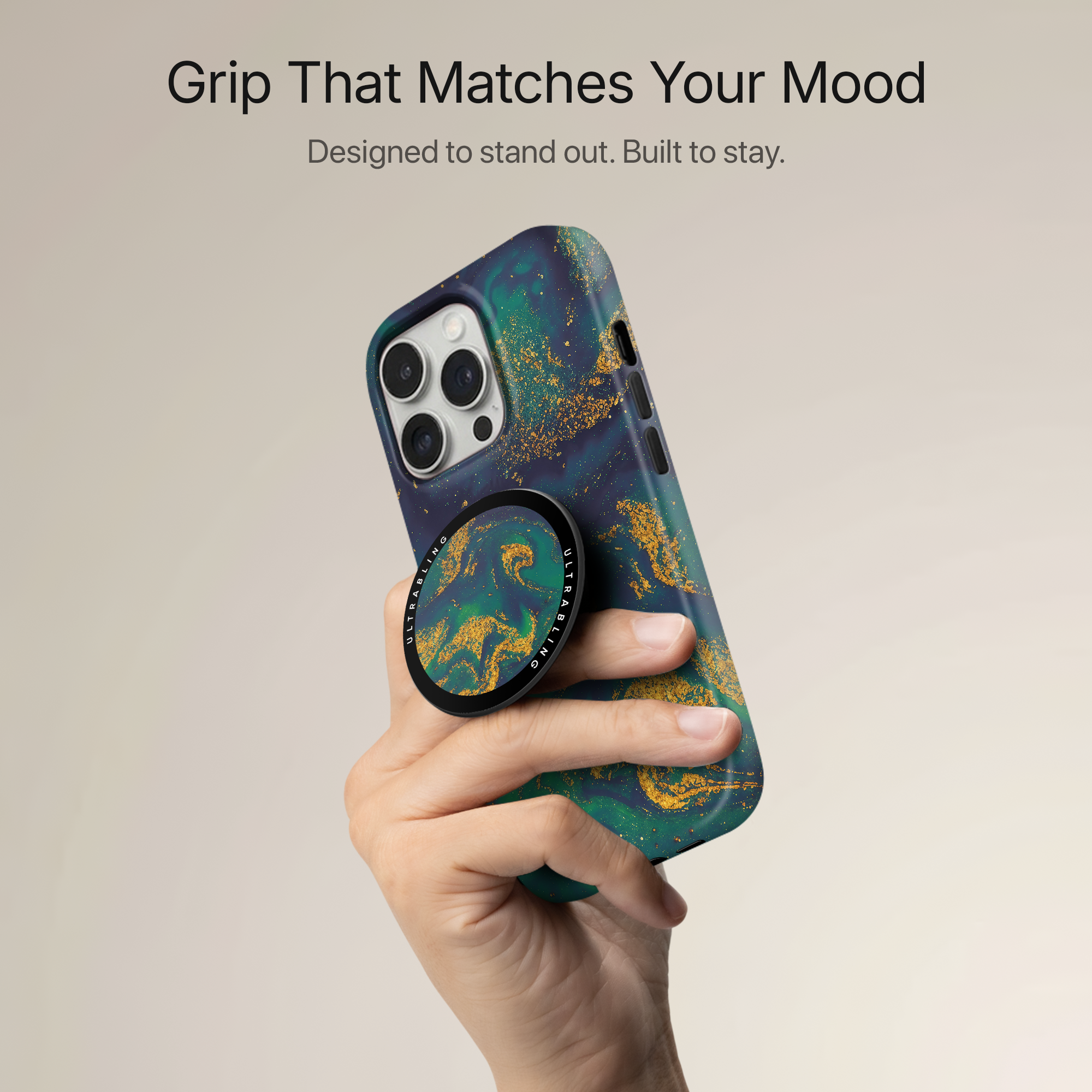 Emerald Nebula Ultrabling MagSafe Phone Grip - Back View