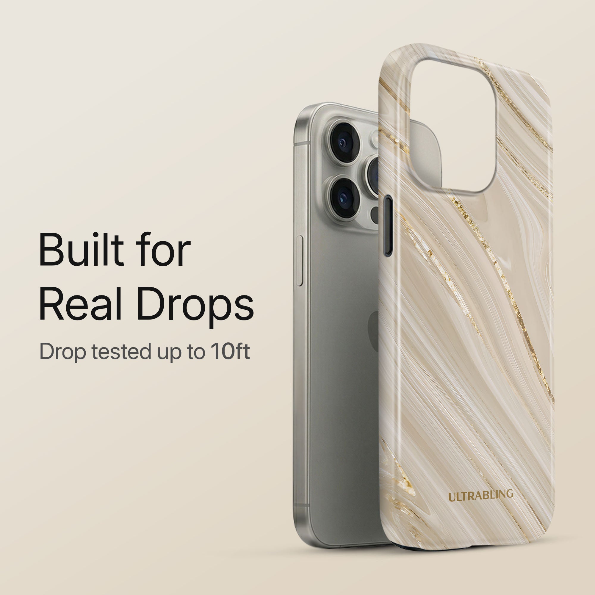 Champagne Marble Ultrabling eclipse case angled front view