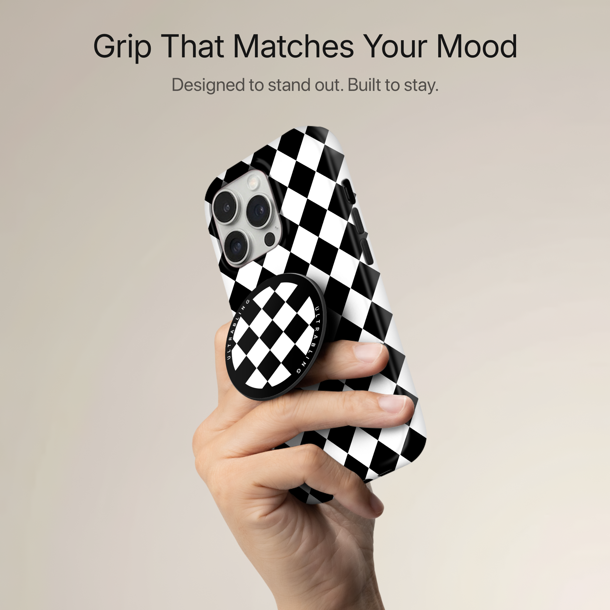 Harlequin Noir Ultrabling MagSafe Phone Grip - Back View
