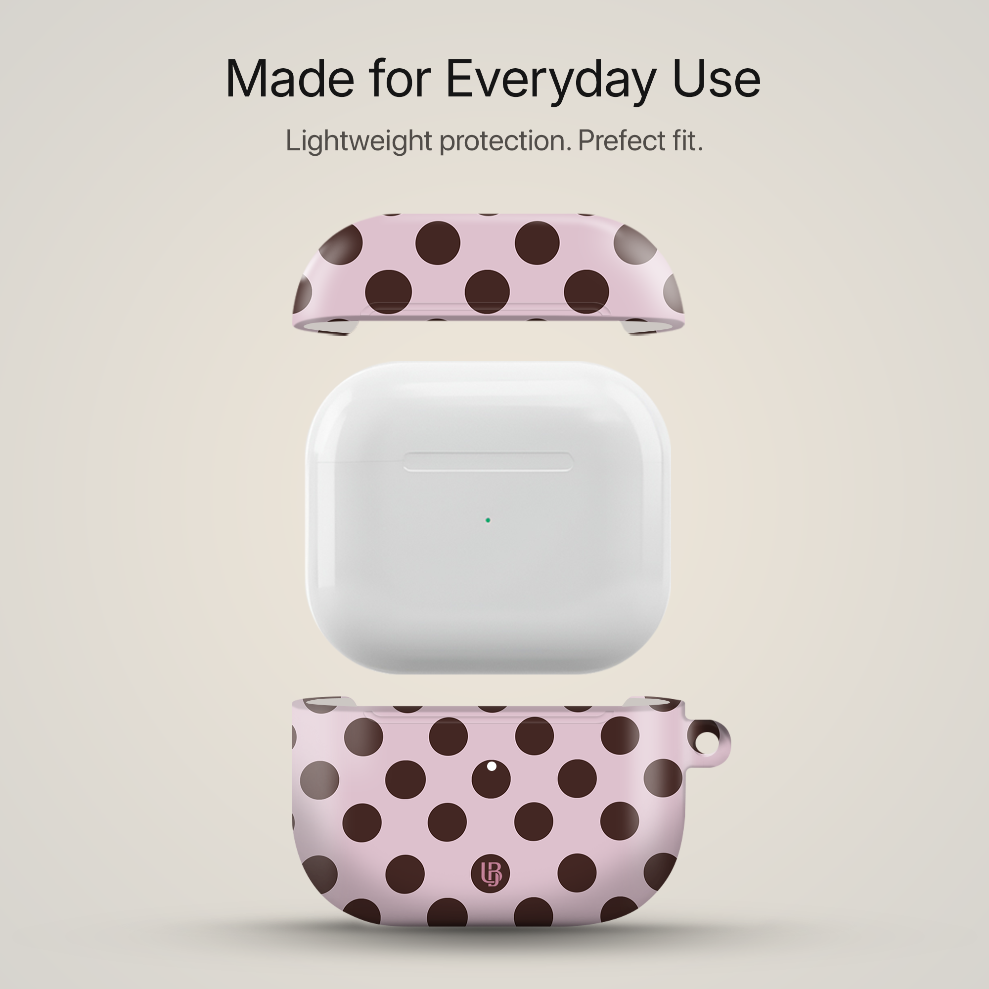 Mocha Polka Ultrabling AirPods case side view