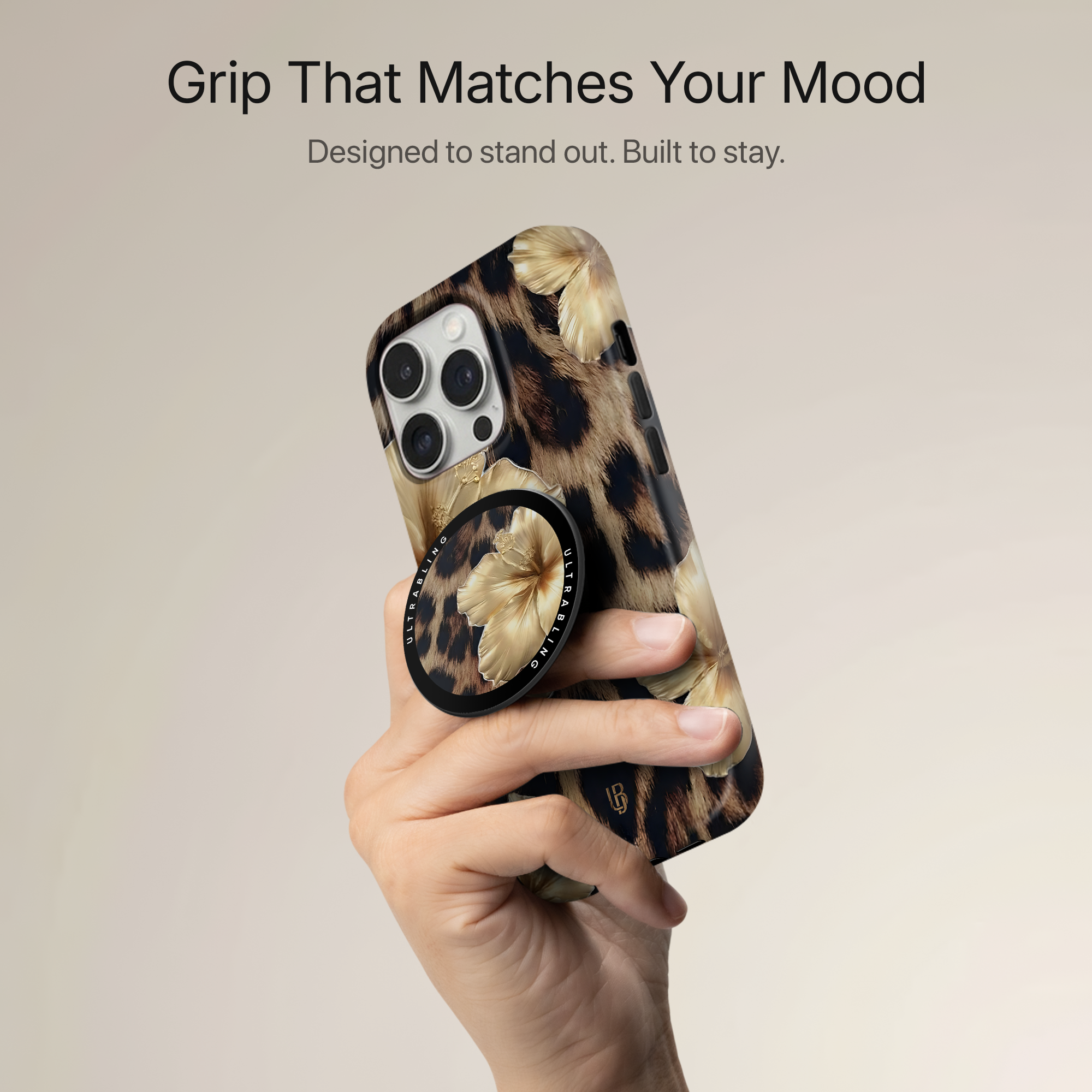 Leopard Royale Ultrabling MagSafe Phone Grip - Back View