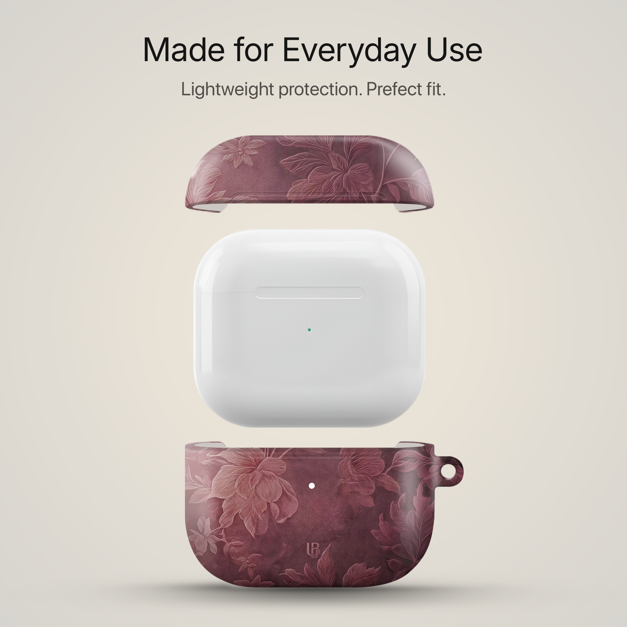 Burgundy Bloom Ultrabling AirPods case side view