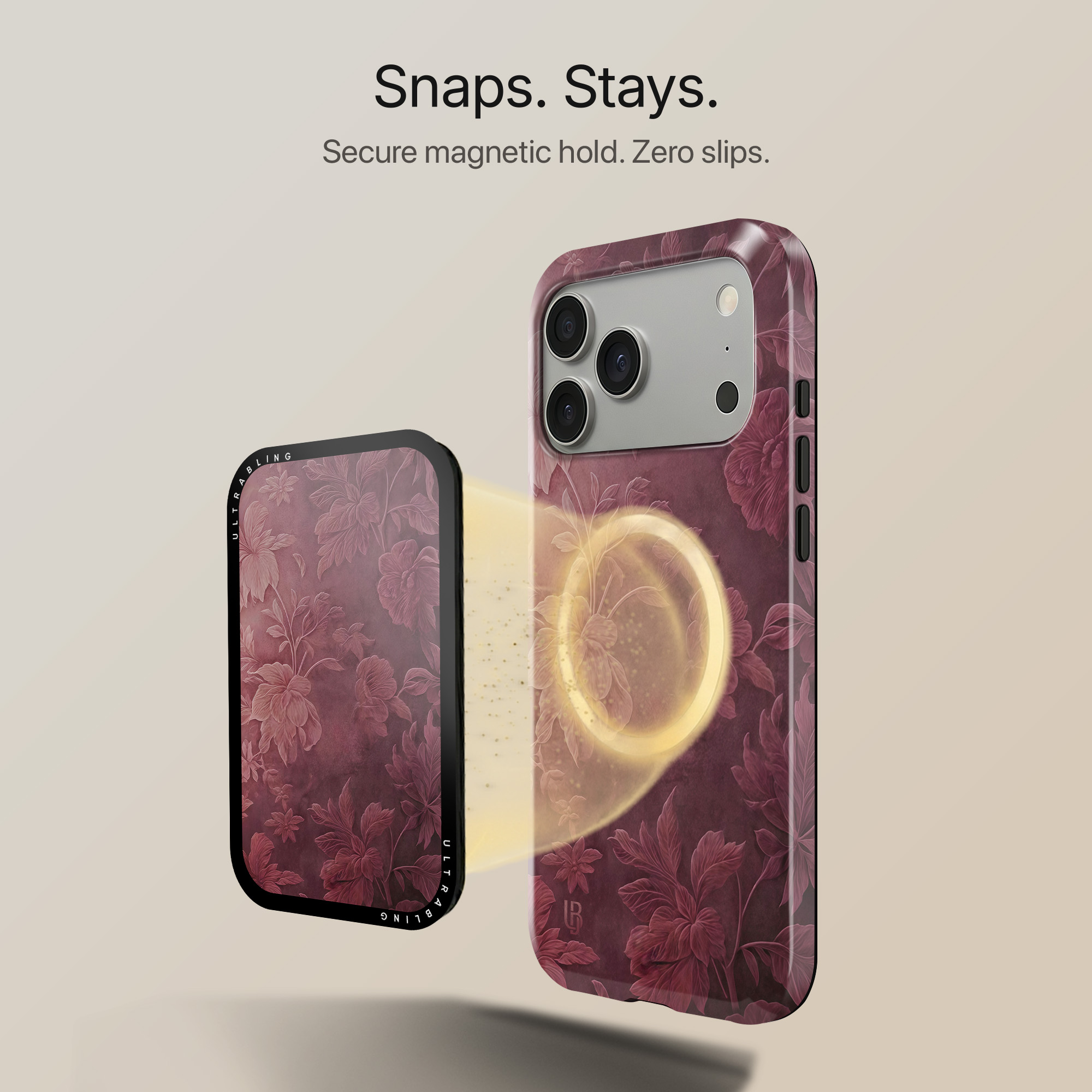 Burgundy Bloom MagSafe Wallet - Back View