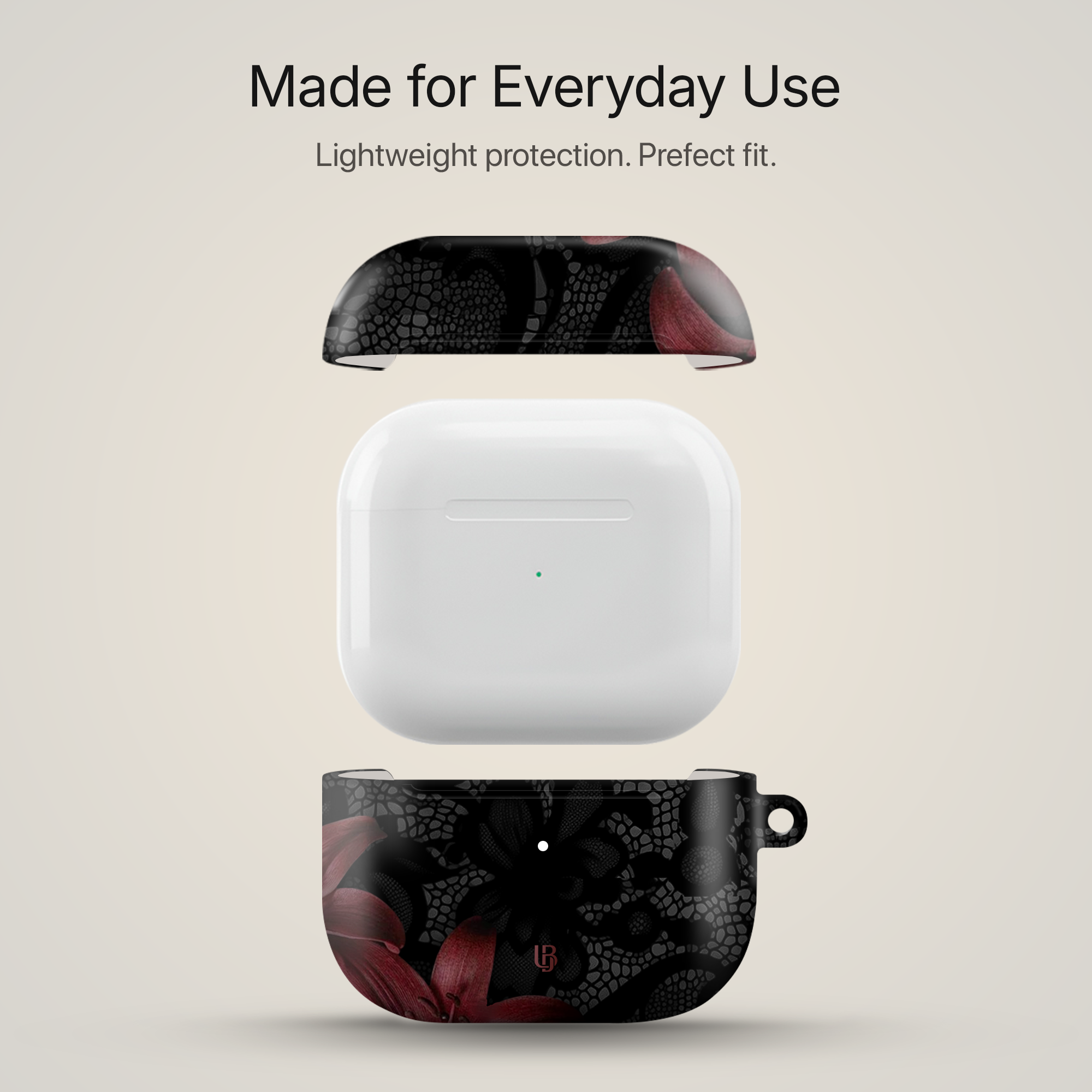Midnight Scarlet Ultrabling AirPods case side view