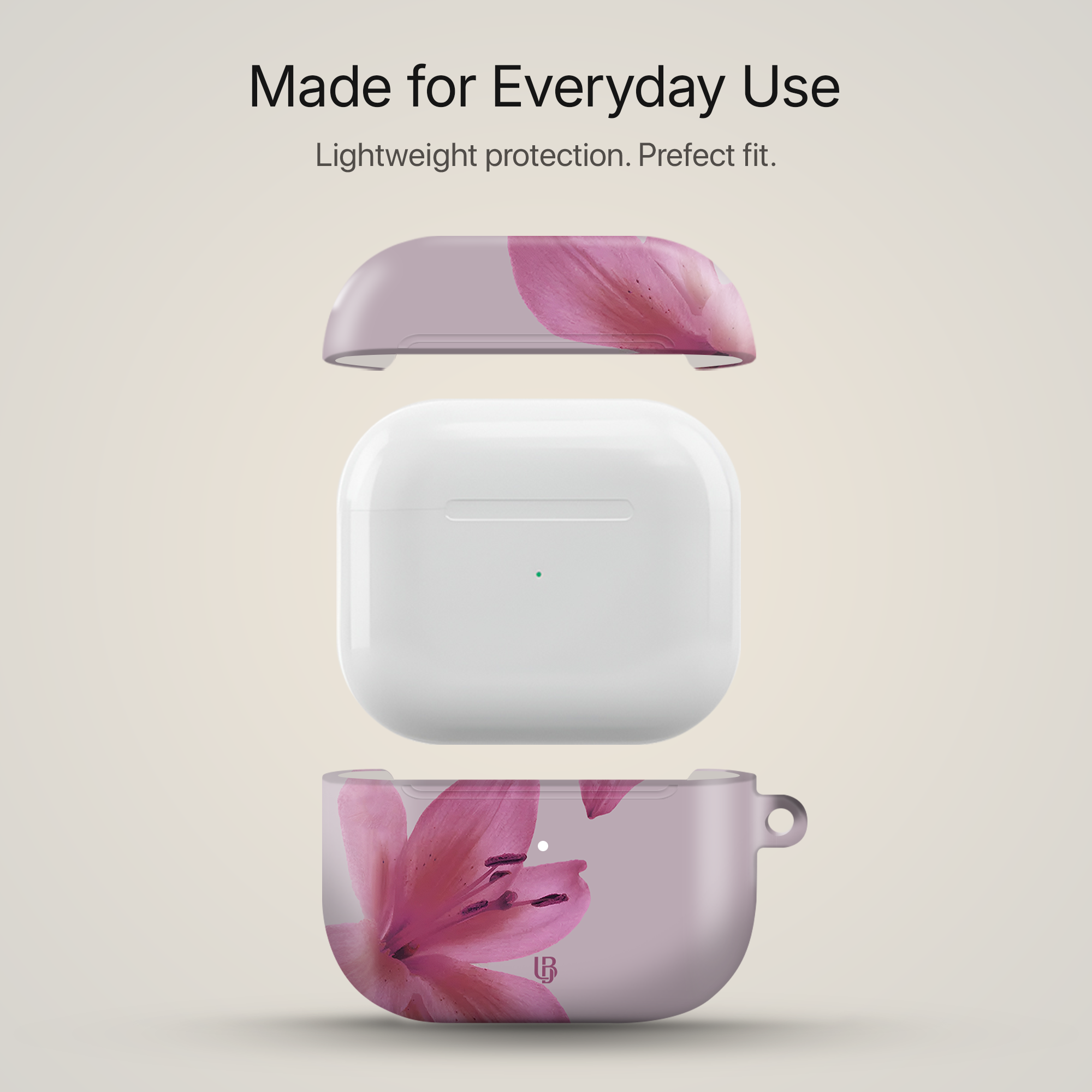 Blush Lily Ultrabling AirPods case side view