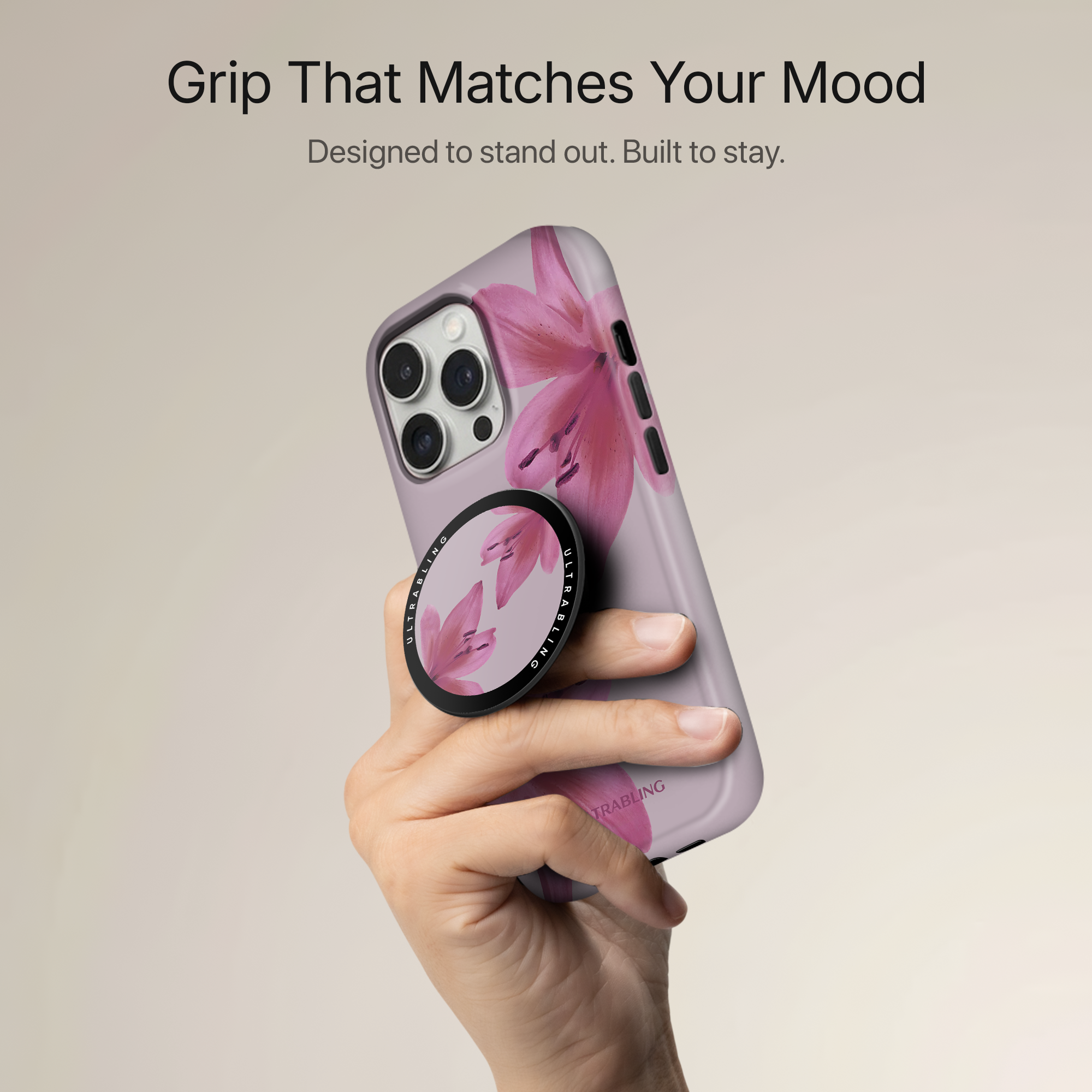 Blush Lily Ultrabling MagSafe Phone Grip - Back View