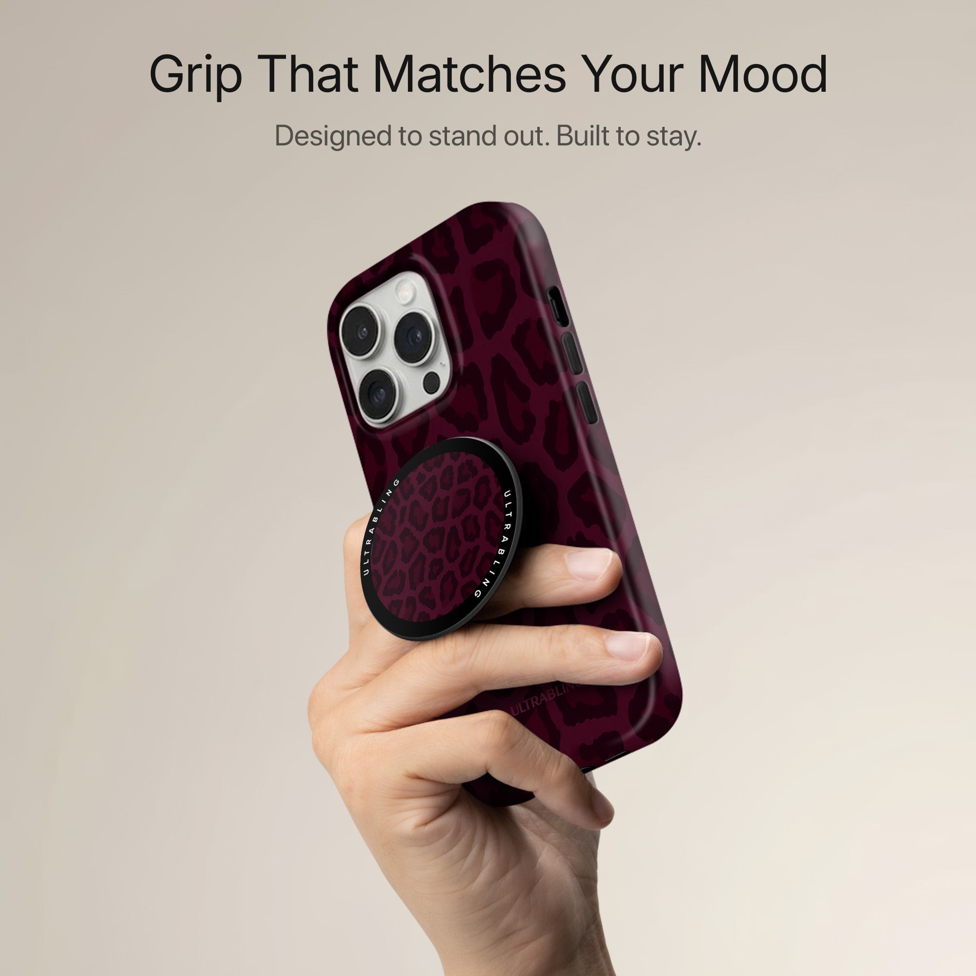 Bordeaux Leopard - MagSafe Phone Grip