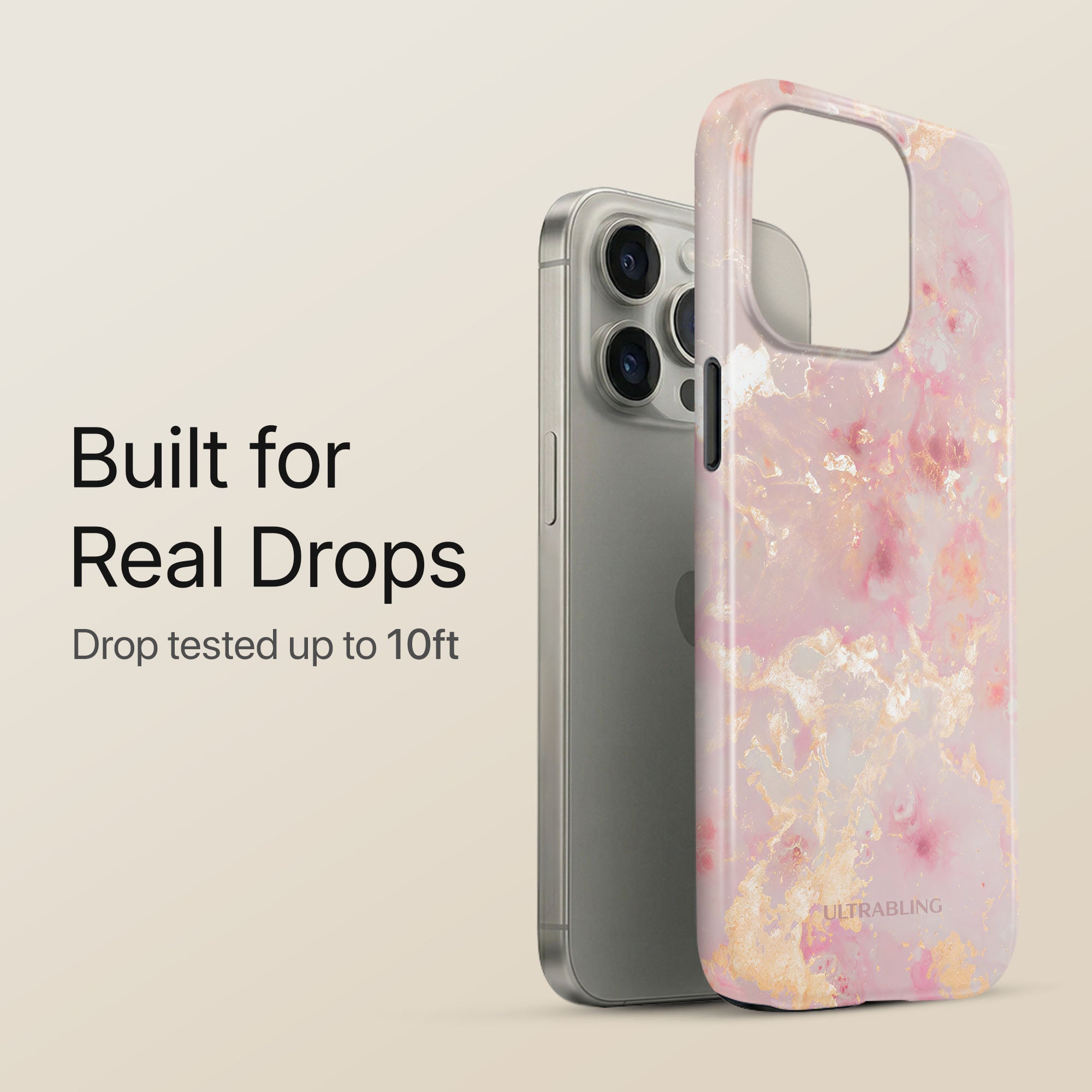 Rose Quartz Ultrabling eclipse case angled front view