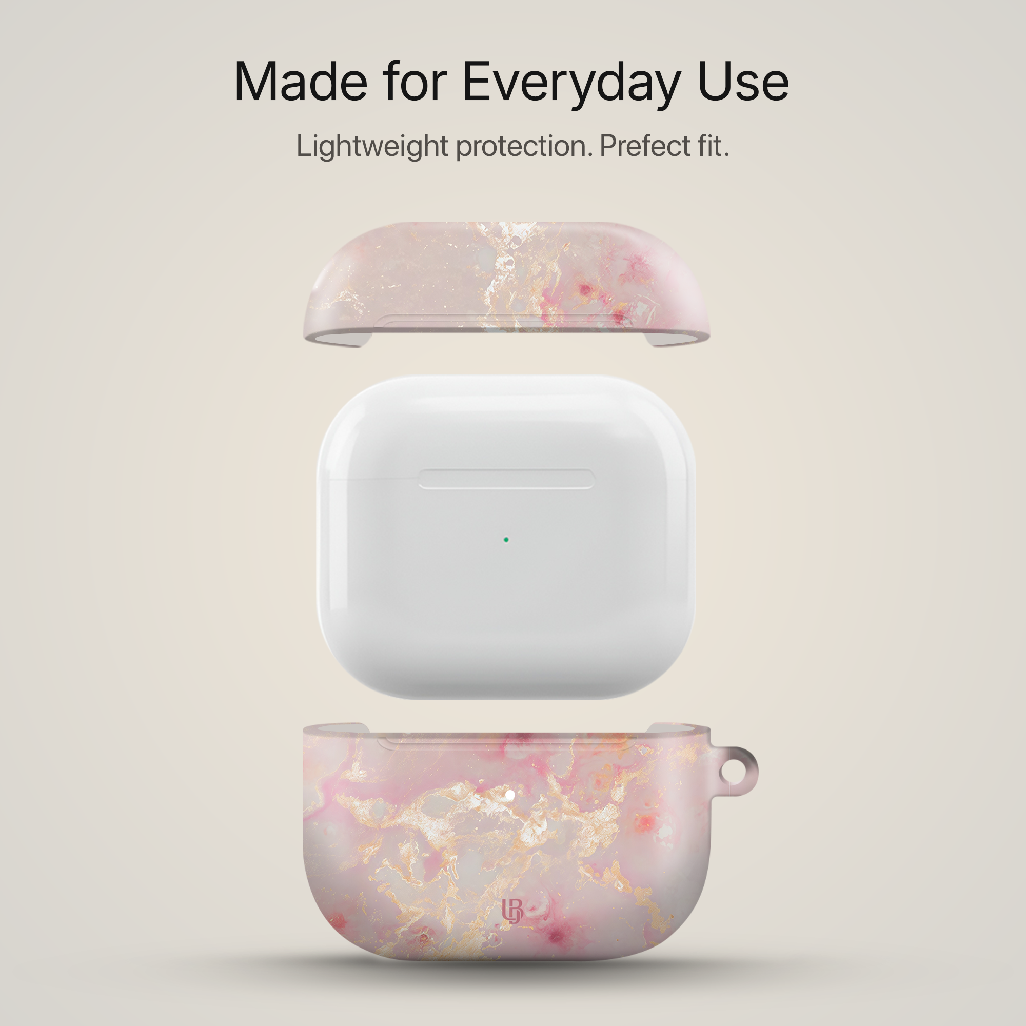 Rose Quartz Ultrabling AirPods case side view