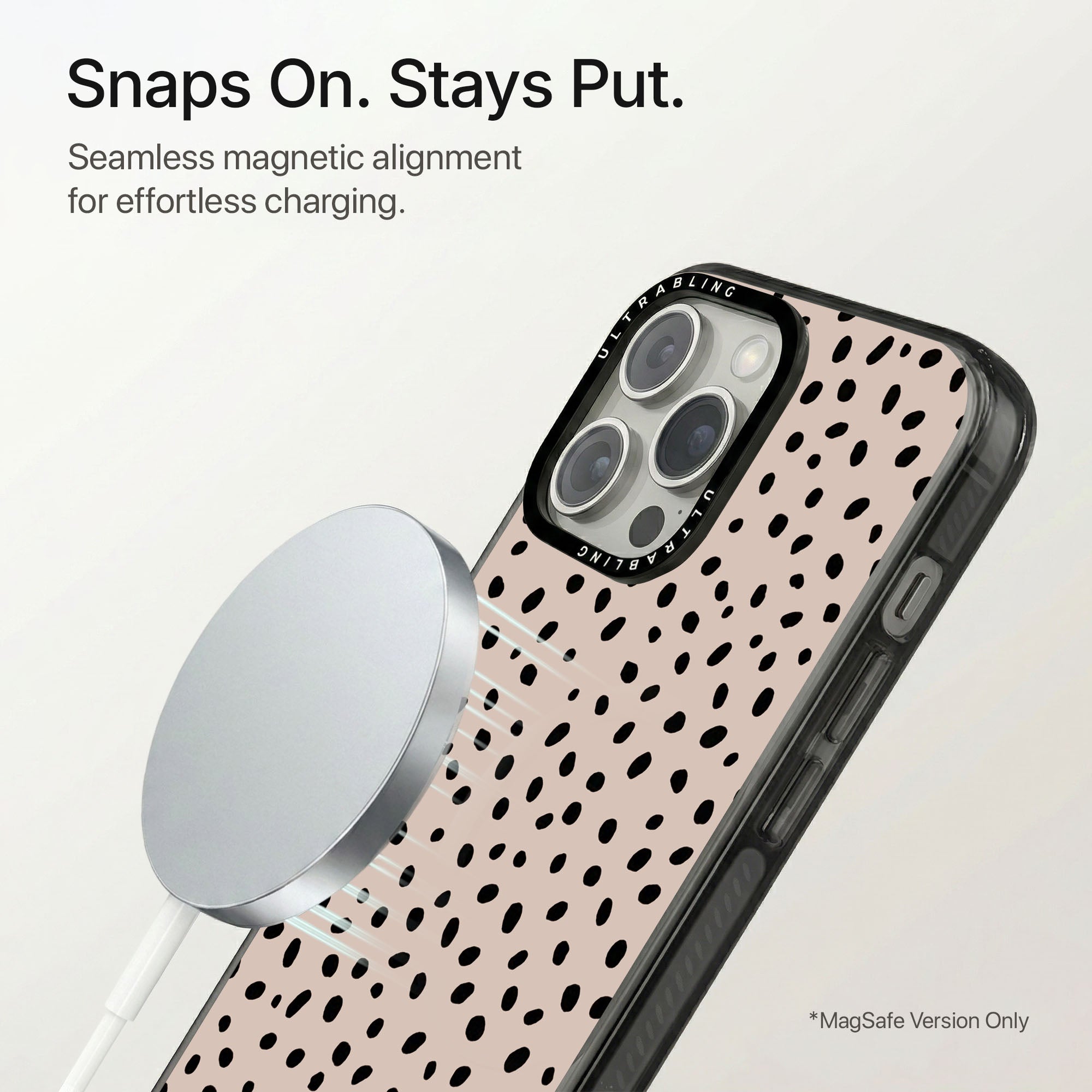 Dot Chic Ultrabling Aura iPhone case flat lay angle view