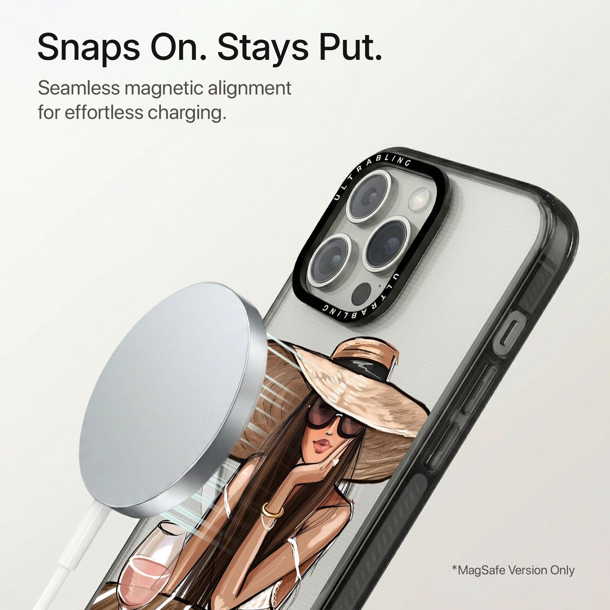Riviera Muse Ultrabling Aura iPhone case flat lay angle view