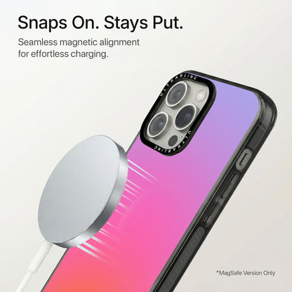 Sunset Fade Ultrabling Aura iPhone case flat lay angle view